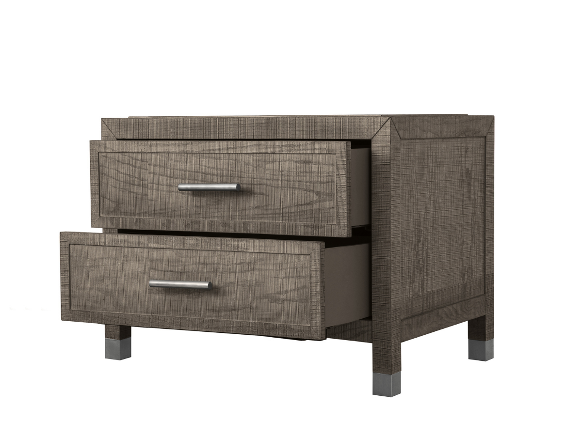 Bacara Modern Classic Wood Brushed 2 Drawer Nightstand - Gray