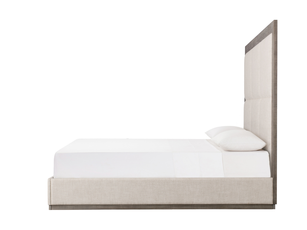 Bacara Modern Classic Wood Beige Upholstered Bed - Gray - Queen