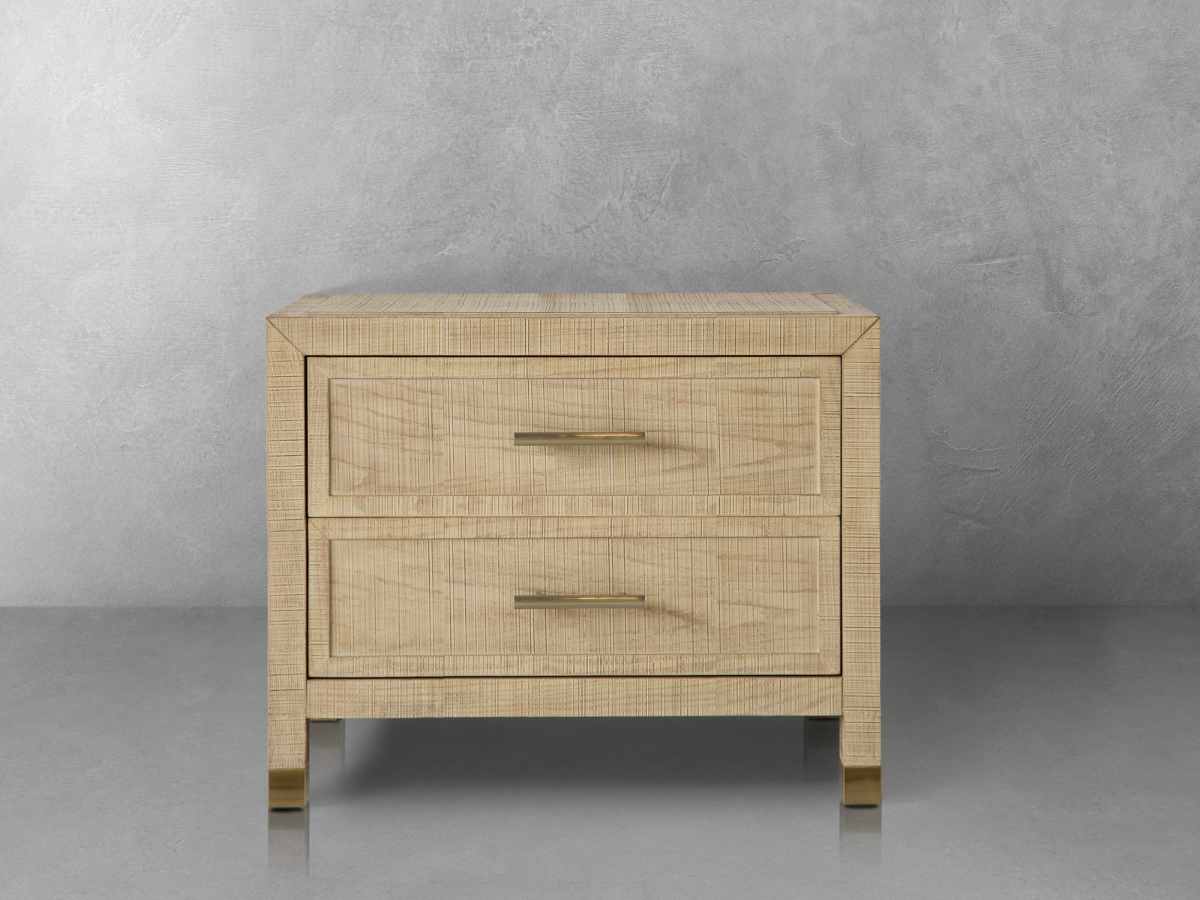Bacara Modern Classic Wood Brushed 2 Drawer Nightstand - Natural