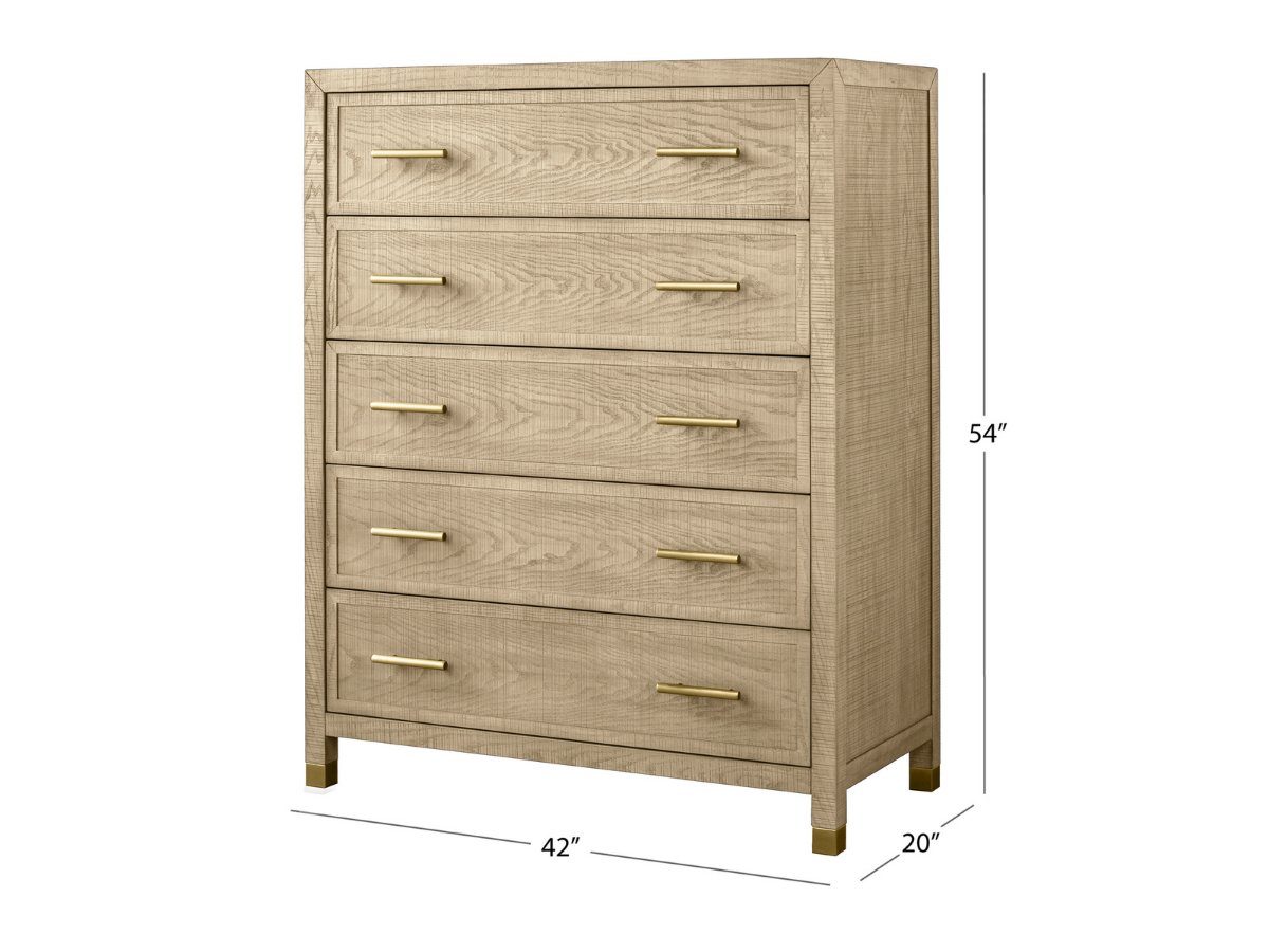 Bacara Modern Classic Wood Brushed 5-Drawer Chest 42' - Gray