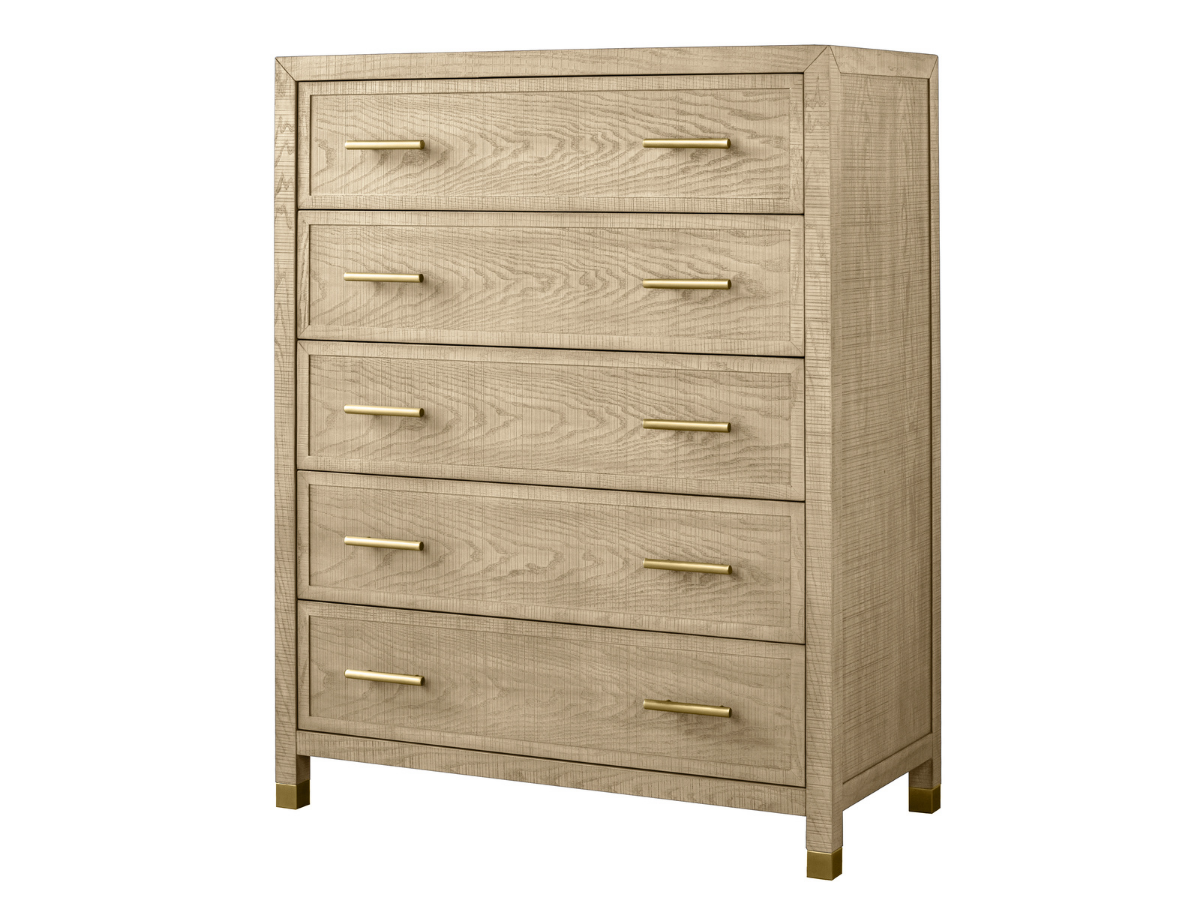 Bacara Modern Classic Wood Brushed 5-Drawer Chest 42' - Gray
