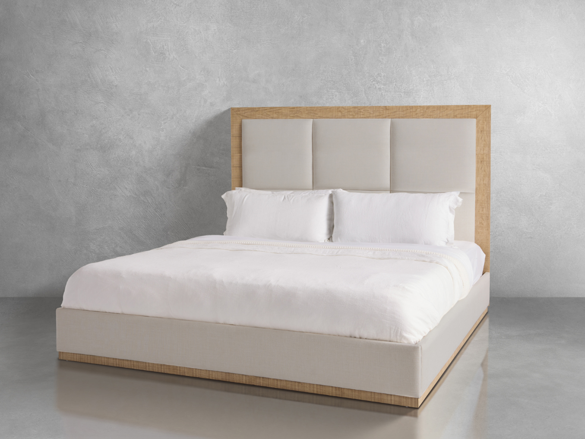 Bacara Modern Classic Wood Beige Upholstered Bed - Natural - King
