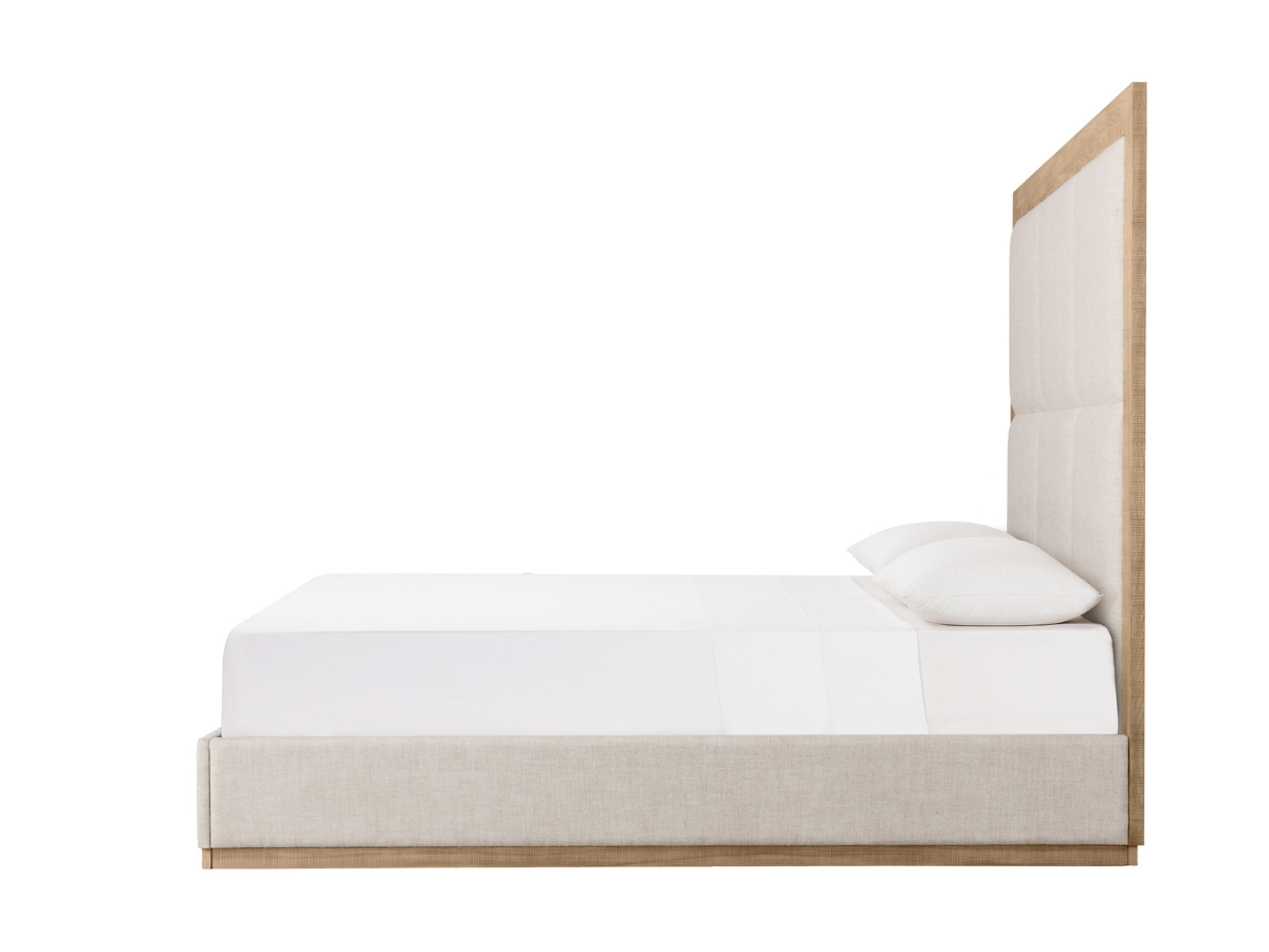Bacara Modern Classic Wood Beige Upholstered Bed - Natural - Queen