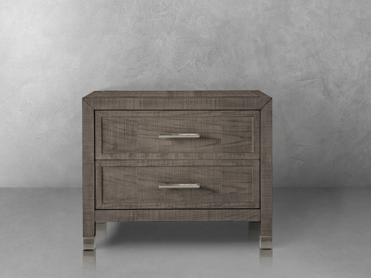 Bacara Modern Classic Wood Brushed 2 Drawer Nightstand - Gray