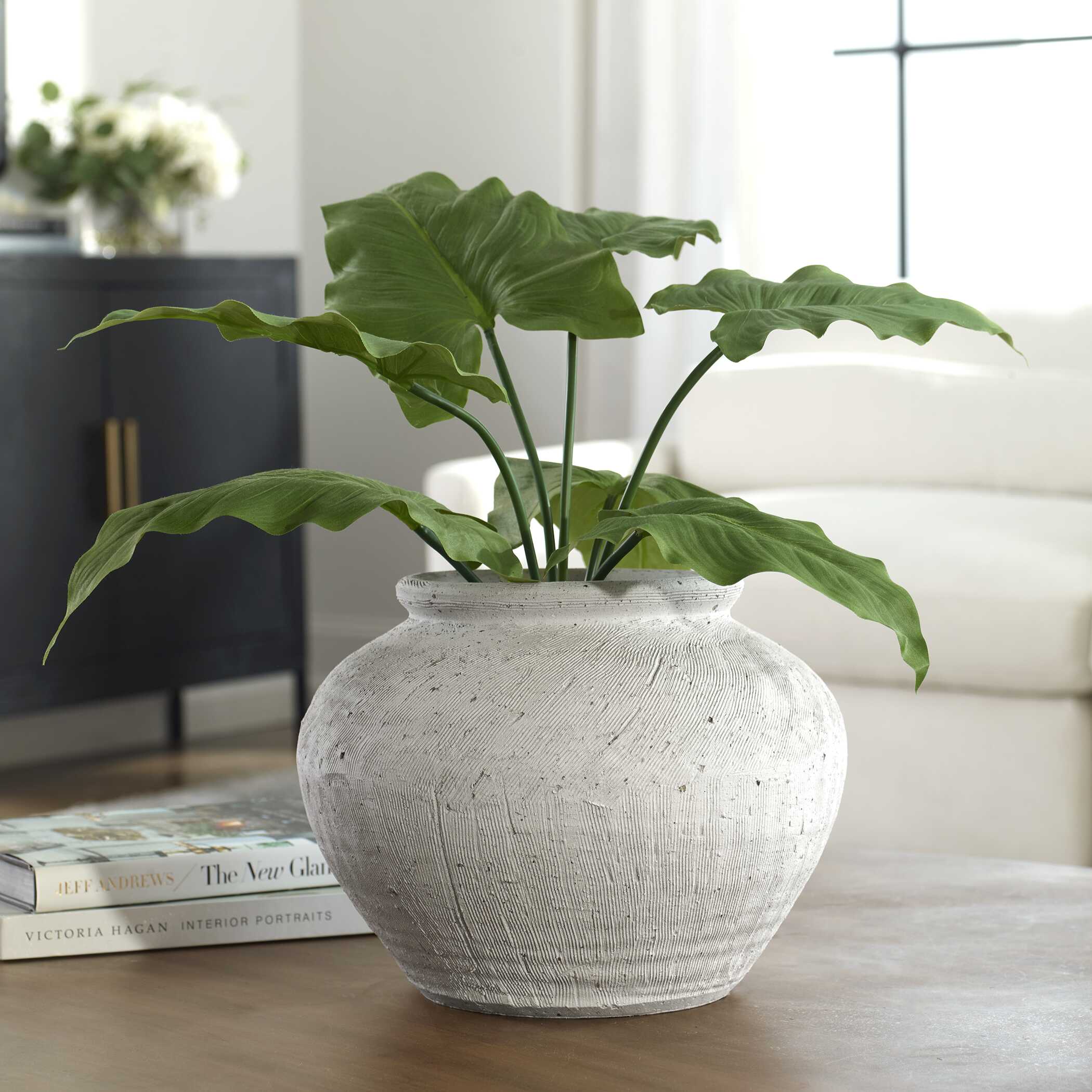 Abbyson Home Floreana Round White Vase
