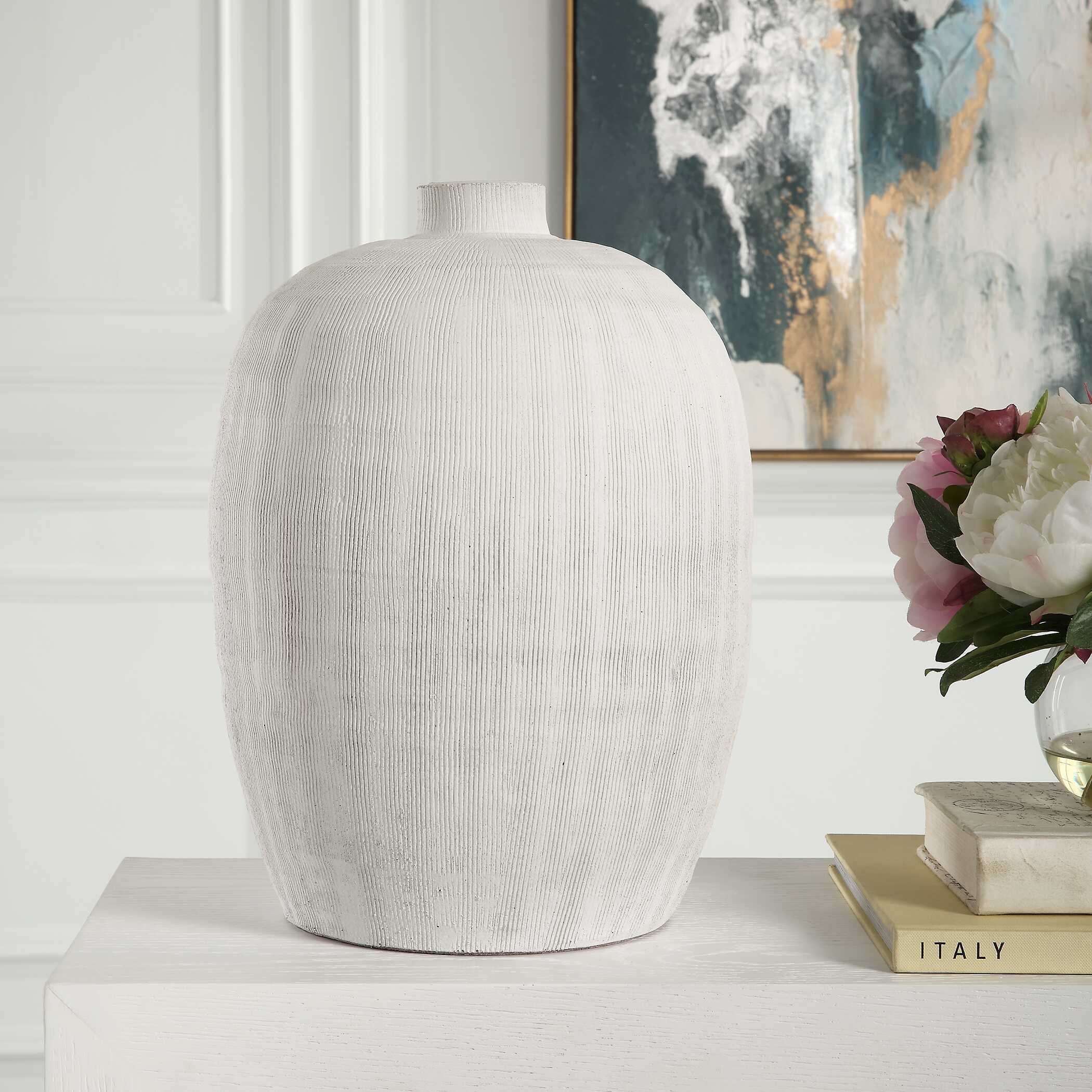 Abbyson Home Floreana Medium White Vase