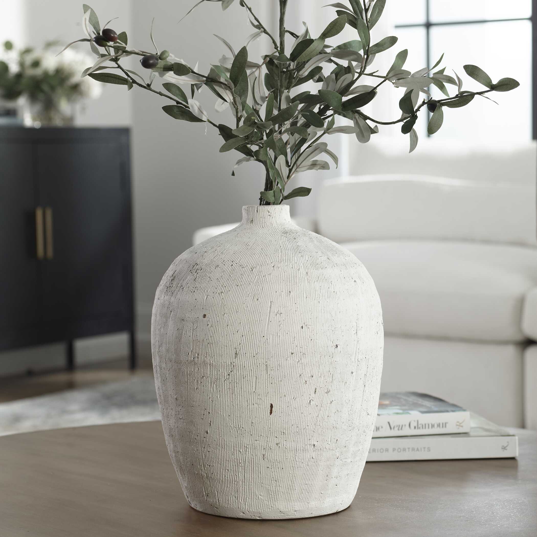 Abbyson Home Floreana Medium White Vase