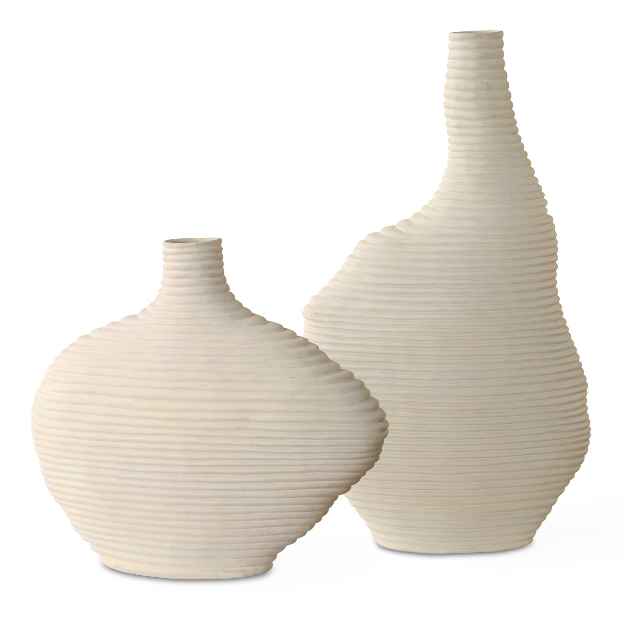Abbyson Home Duostacked Matte White Vases Set/2