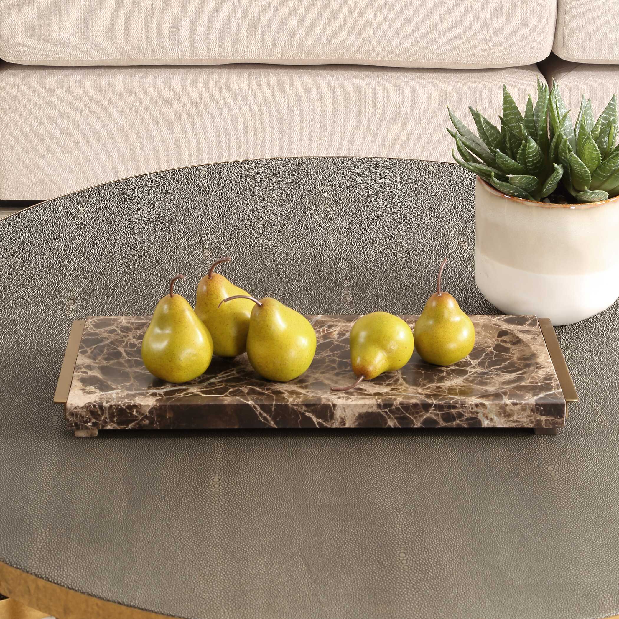 Abbyson Home Marble Tray Crest