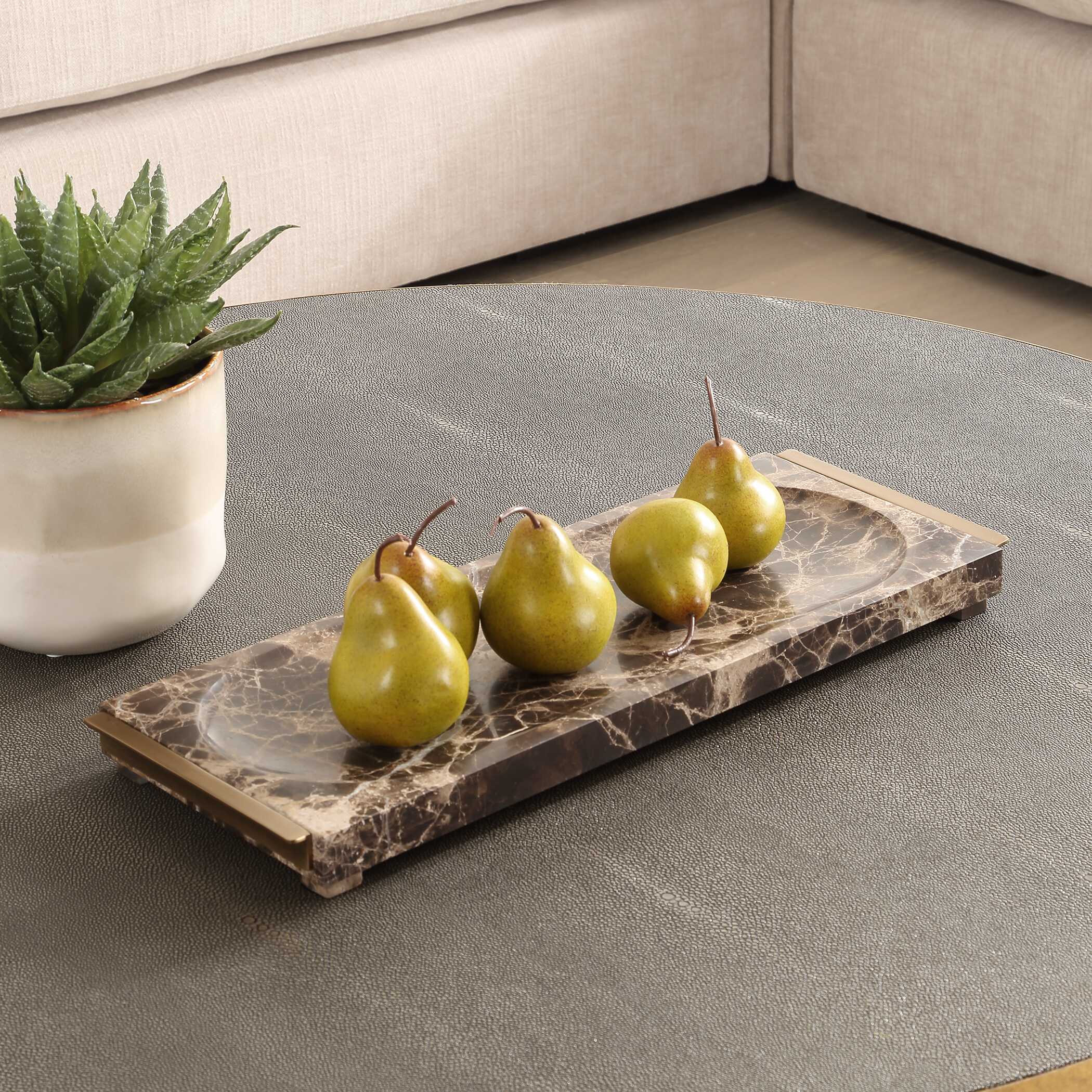 Abbyson Home Marble Tray Crest