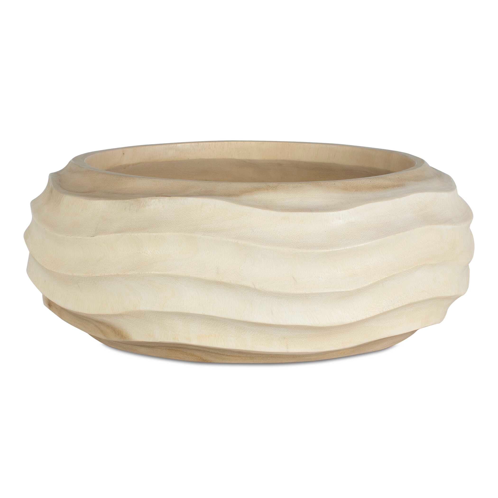 Abbyson Home Waveform Bleached Wood Bowl