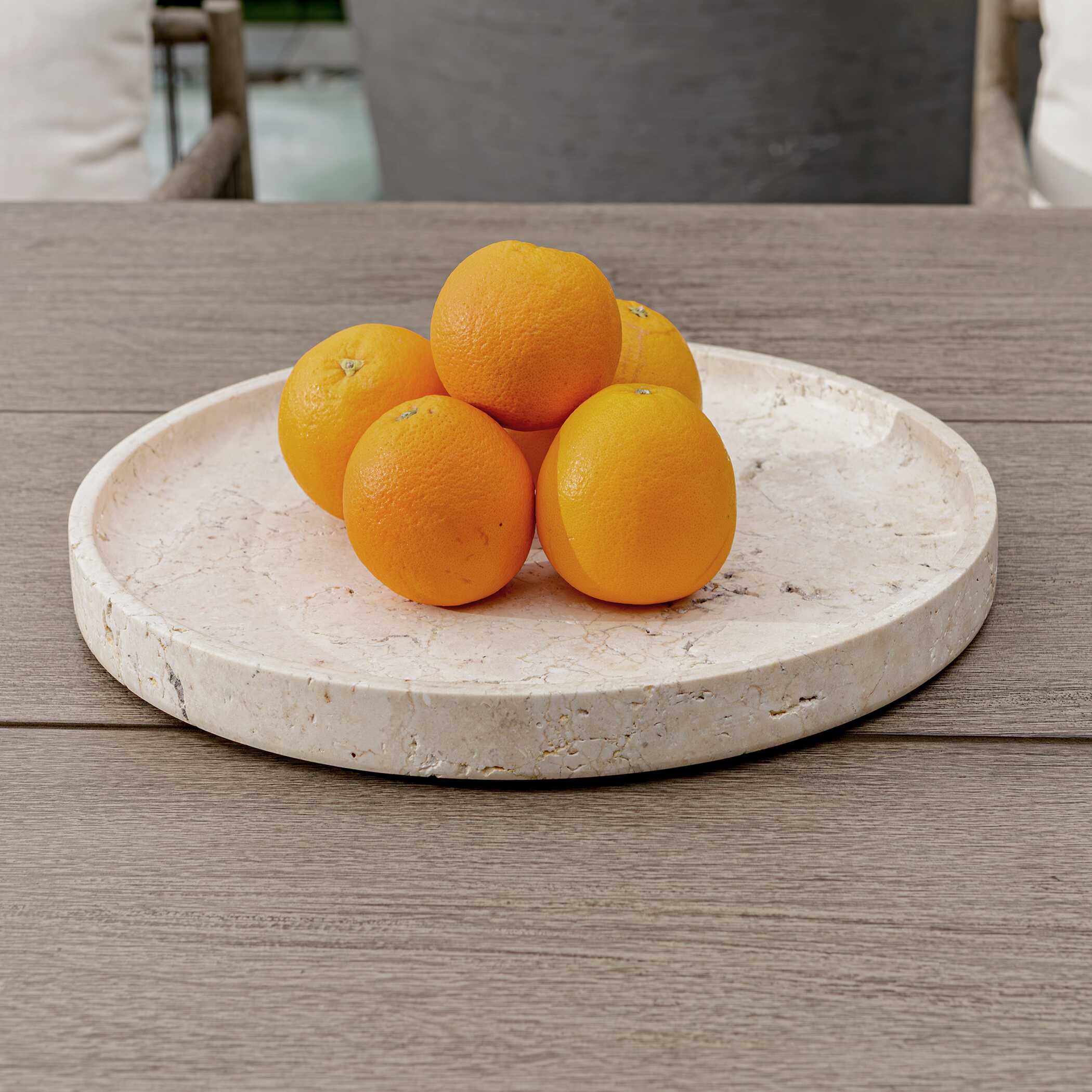 Abbyson Home Travessa Outdoor Round Stone Tray
