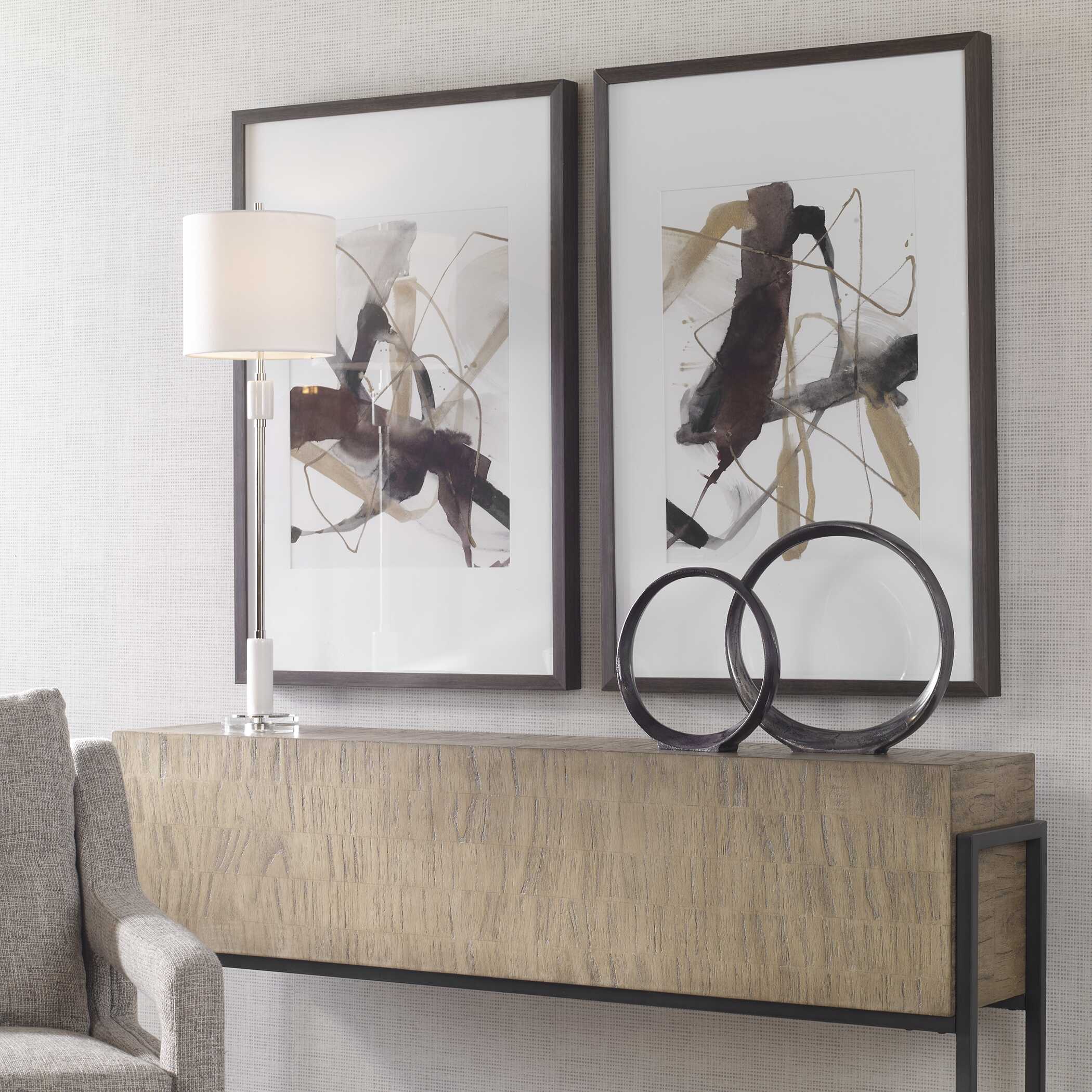 Abbyson Home Burgundy Interjection Abstract Prints Set/2