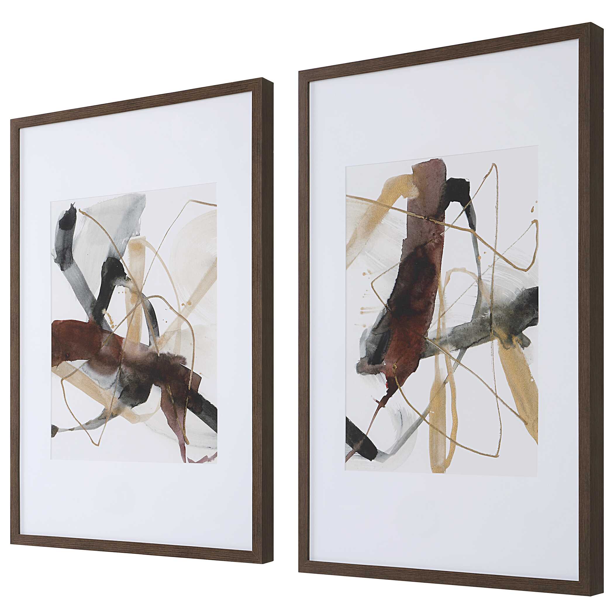 Abbyson Home Burgundy Interjection Abstract Prints Set/2