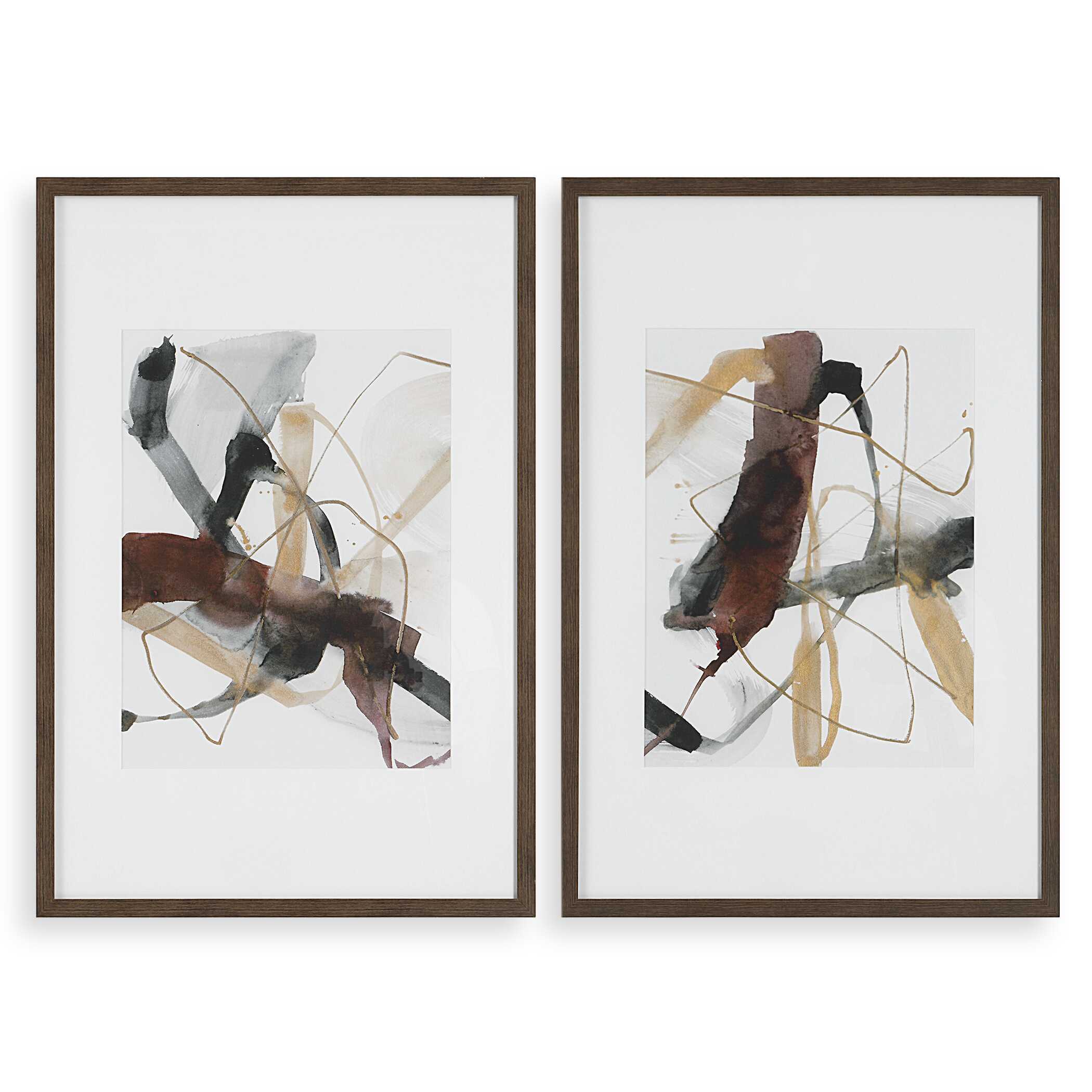 Abbyson Home Burgundy Interjection Abstract Prints Set/2