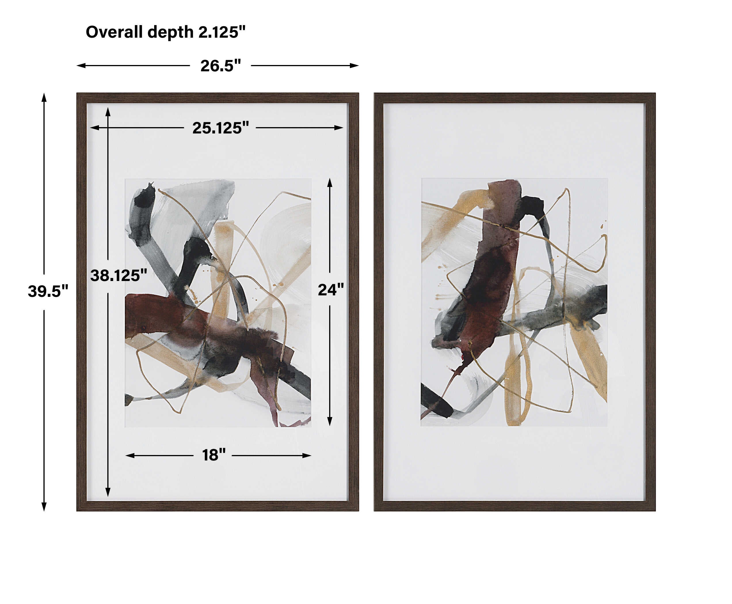 Abbyson Home Burgundy Interjection Abstract Prints Set/2