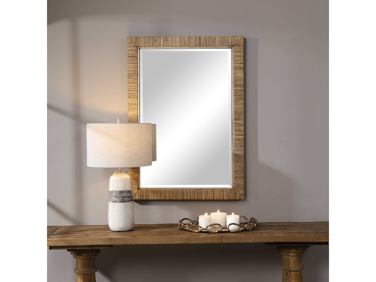 Abbyson Home Cove Natural Rattan Mirror