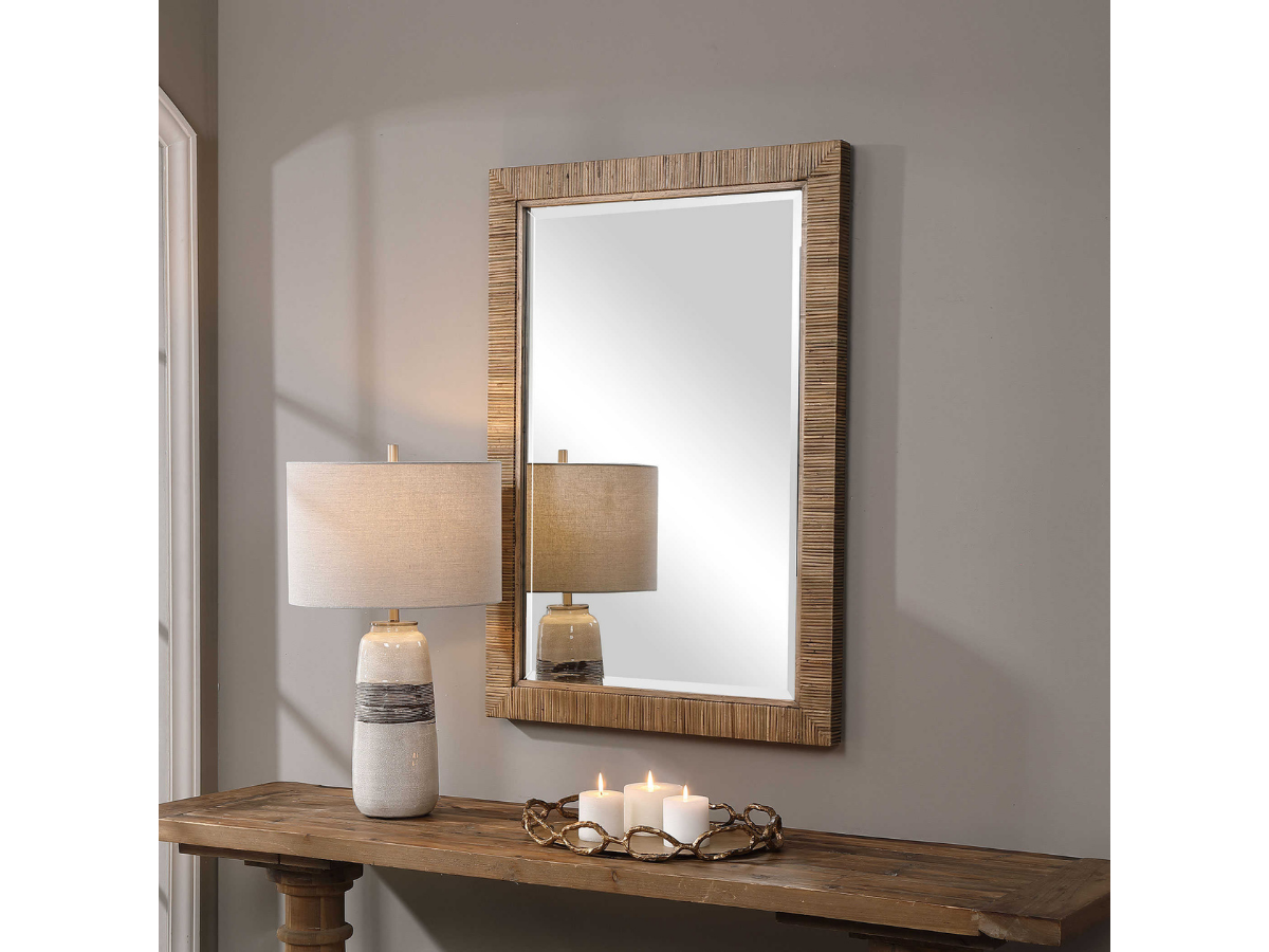 Abbyson Home Cove Natural Rattan Mirror