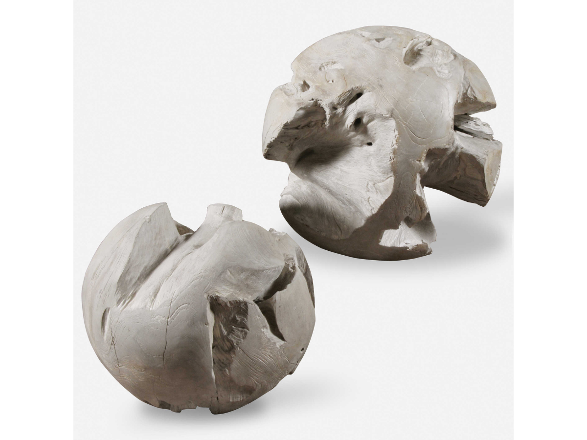 Abbyson Home Ezra Teak Balls, Set of 2