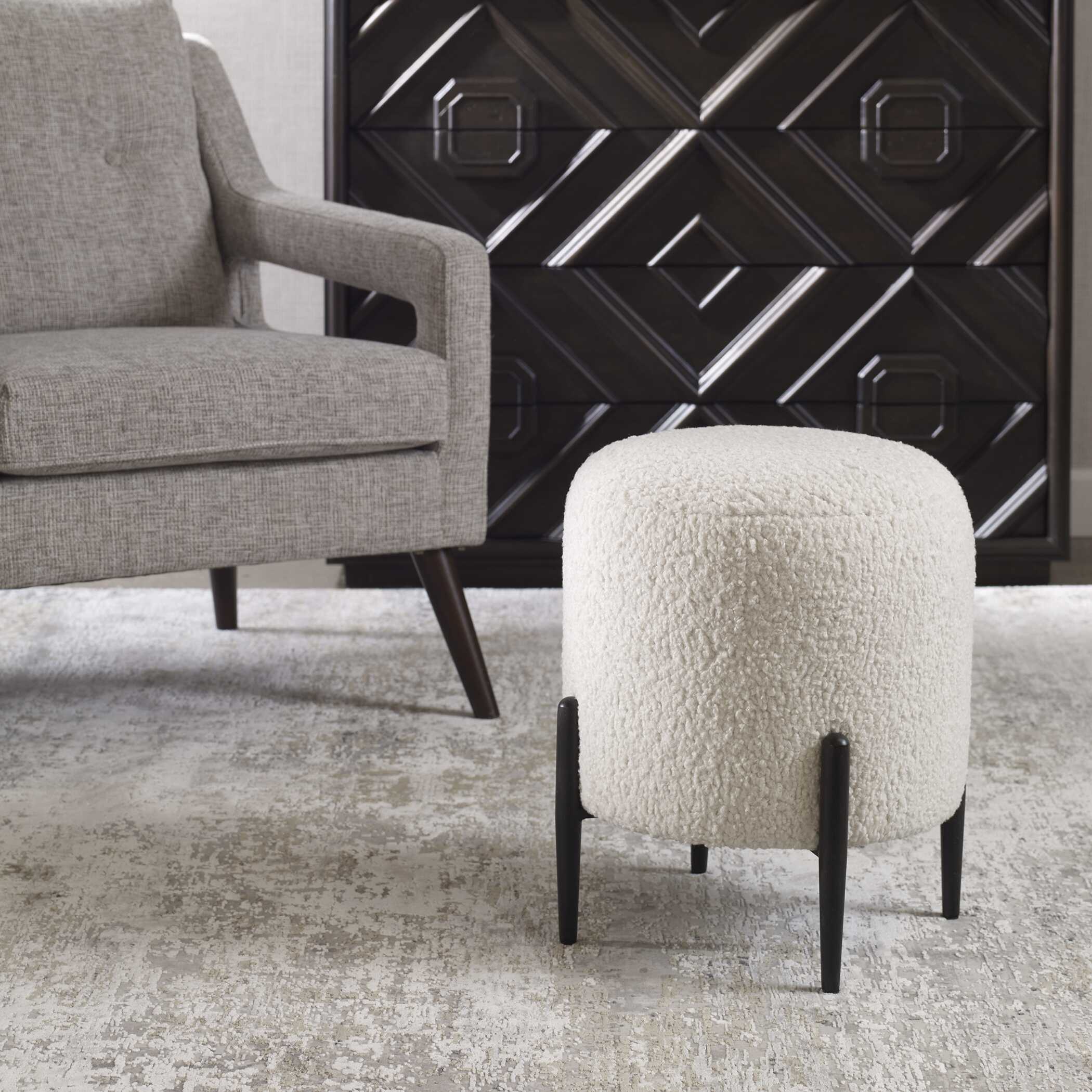 Abbyson Home Arles White Shearling Ottoman