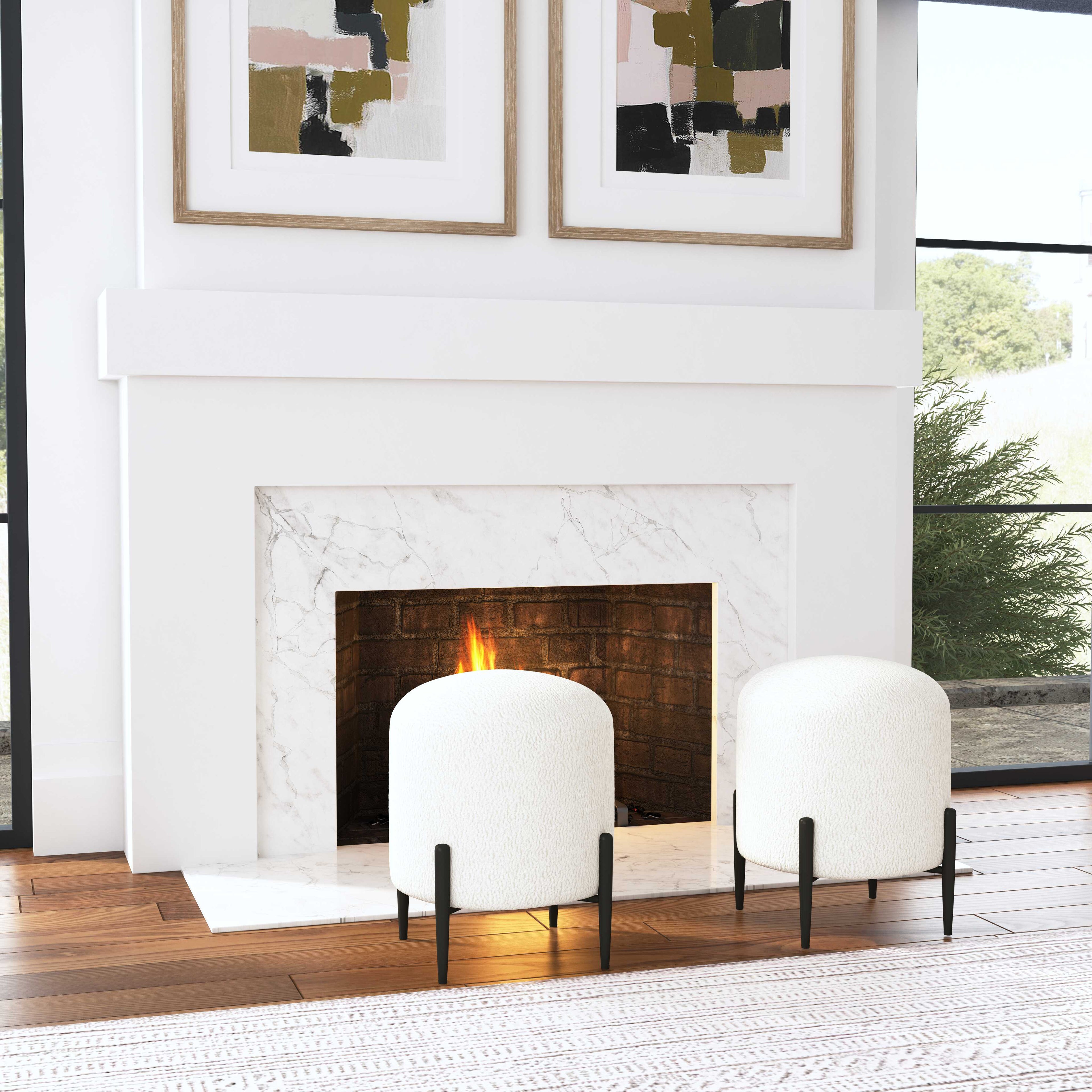 Abbyson Home Arles White Shearling Ottoman