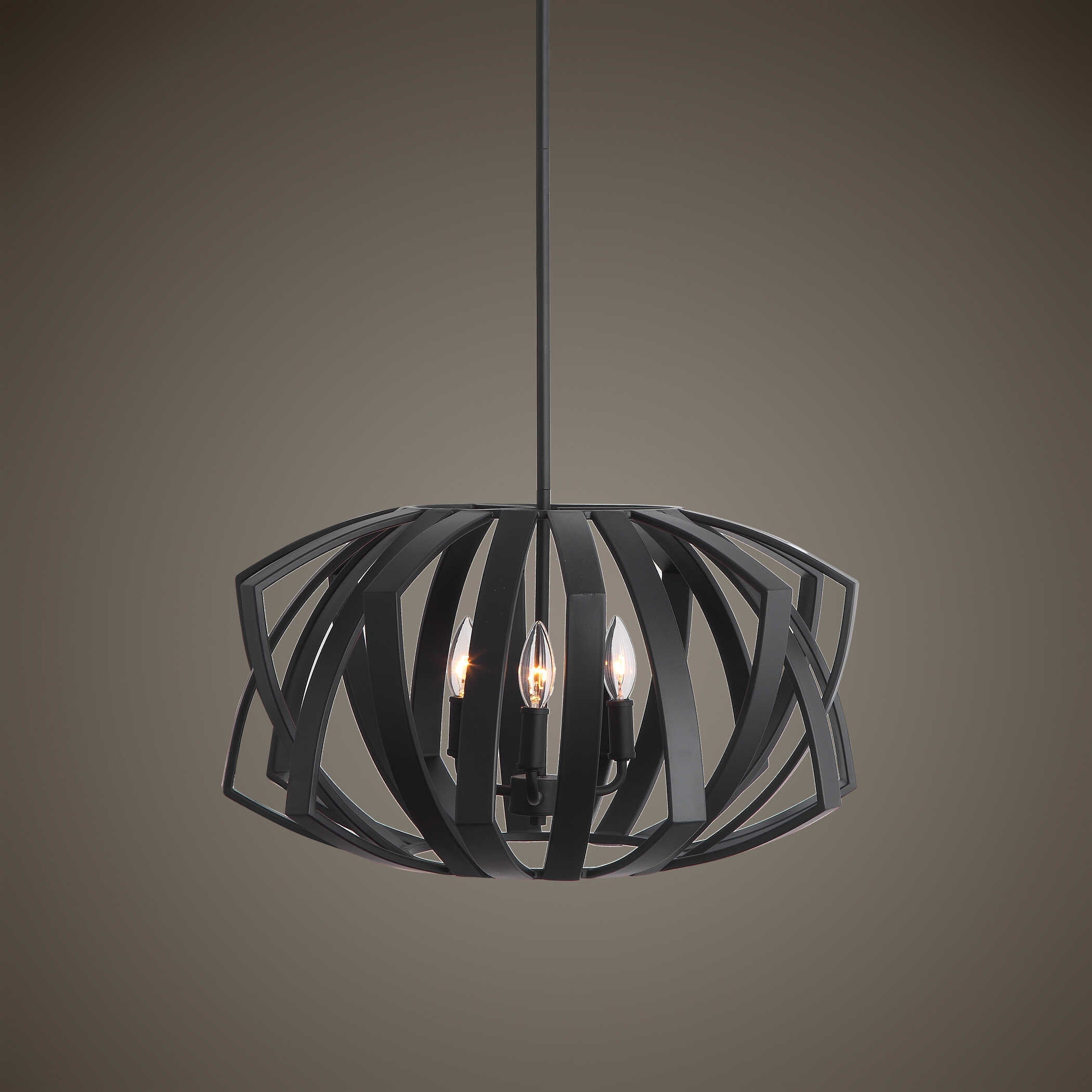 Abbyson Home Thales Black Geometric 3 Light Pendant