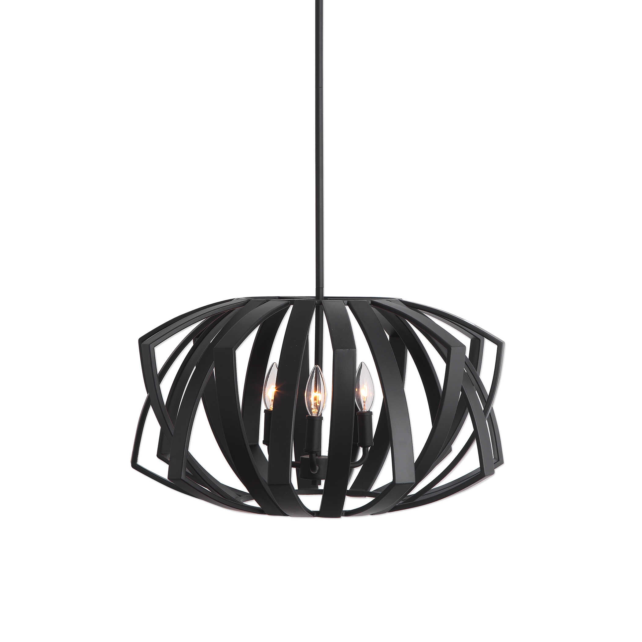 Abbyson Home Thales Black Geometric 3 Light Pendant