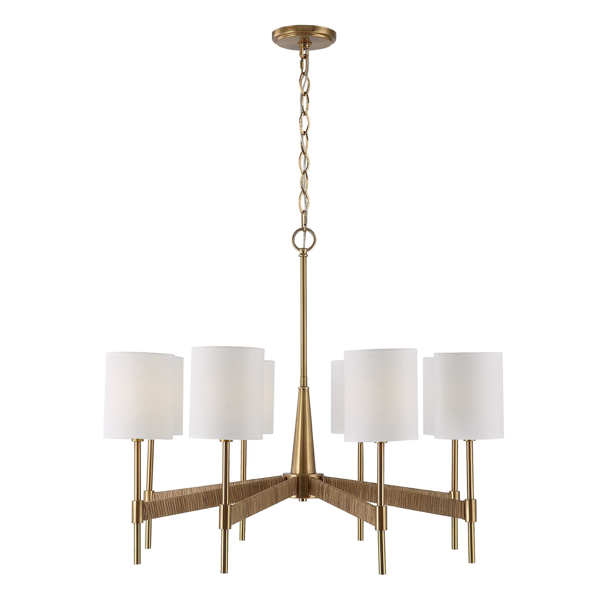 Abbyson Home Lautoka Rattan 8 Light Chandelier