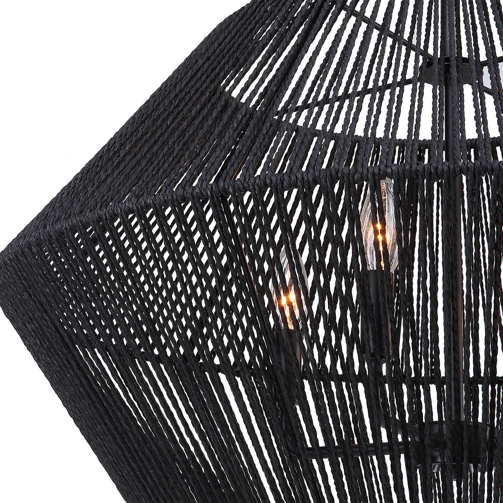 Abbyson Home Suva 4 Light Black Rope Pendant