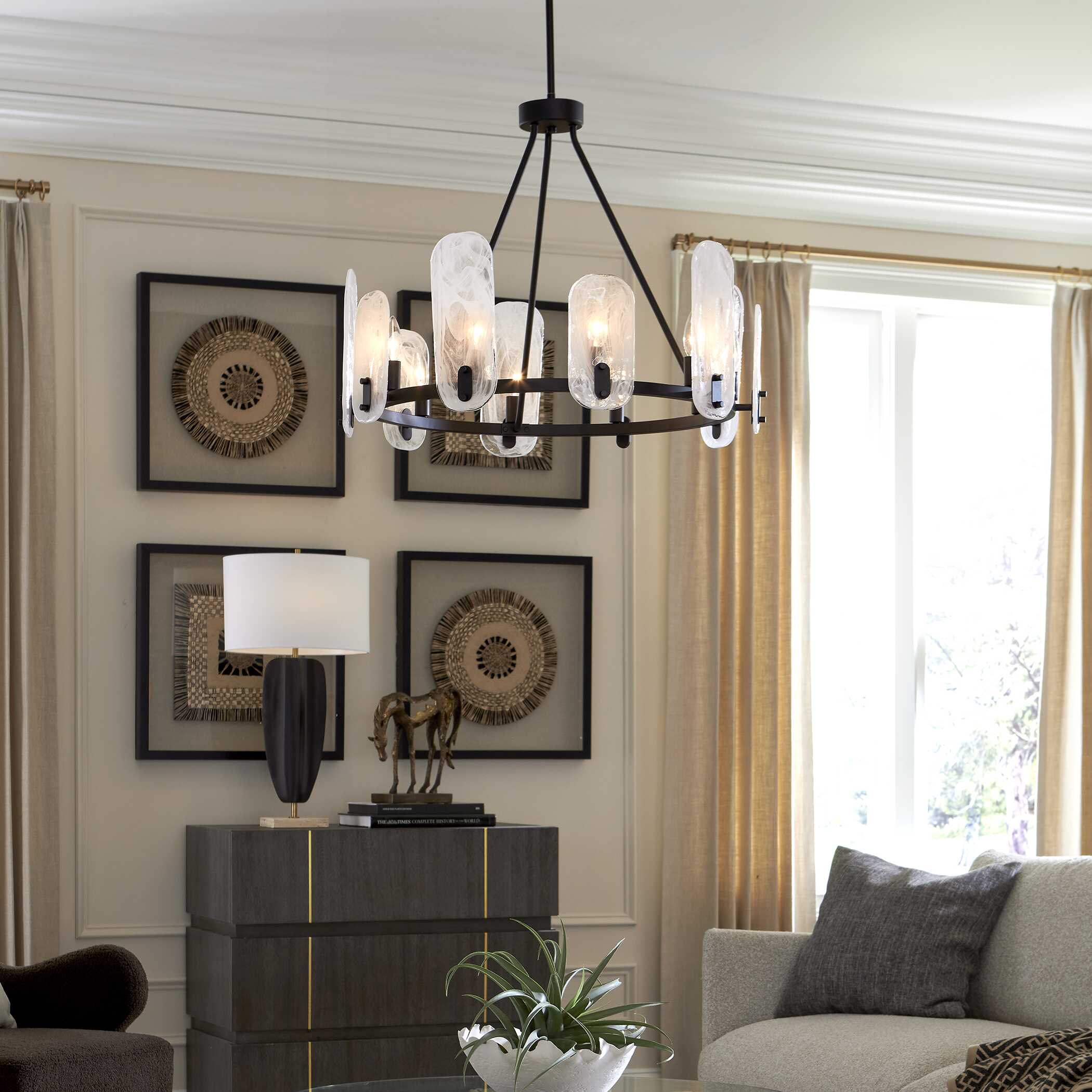Abbyson Home Ellipse 10 Light Dark Bronze Chandelier