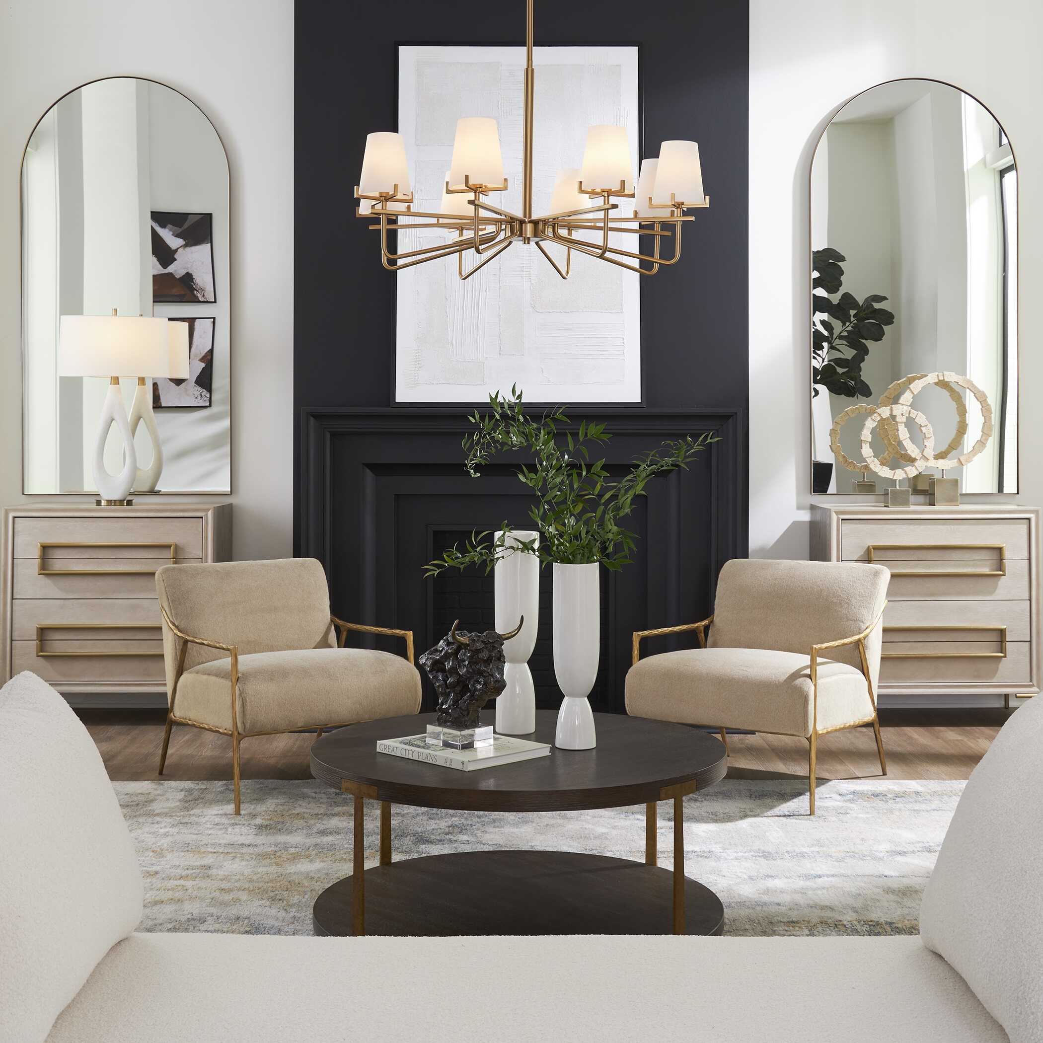 Abbyson Home Lassen 8 Light Brass Chandelier