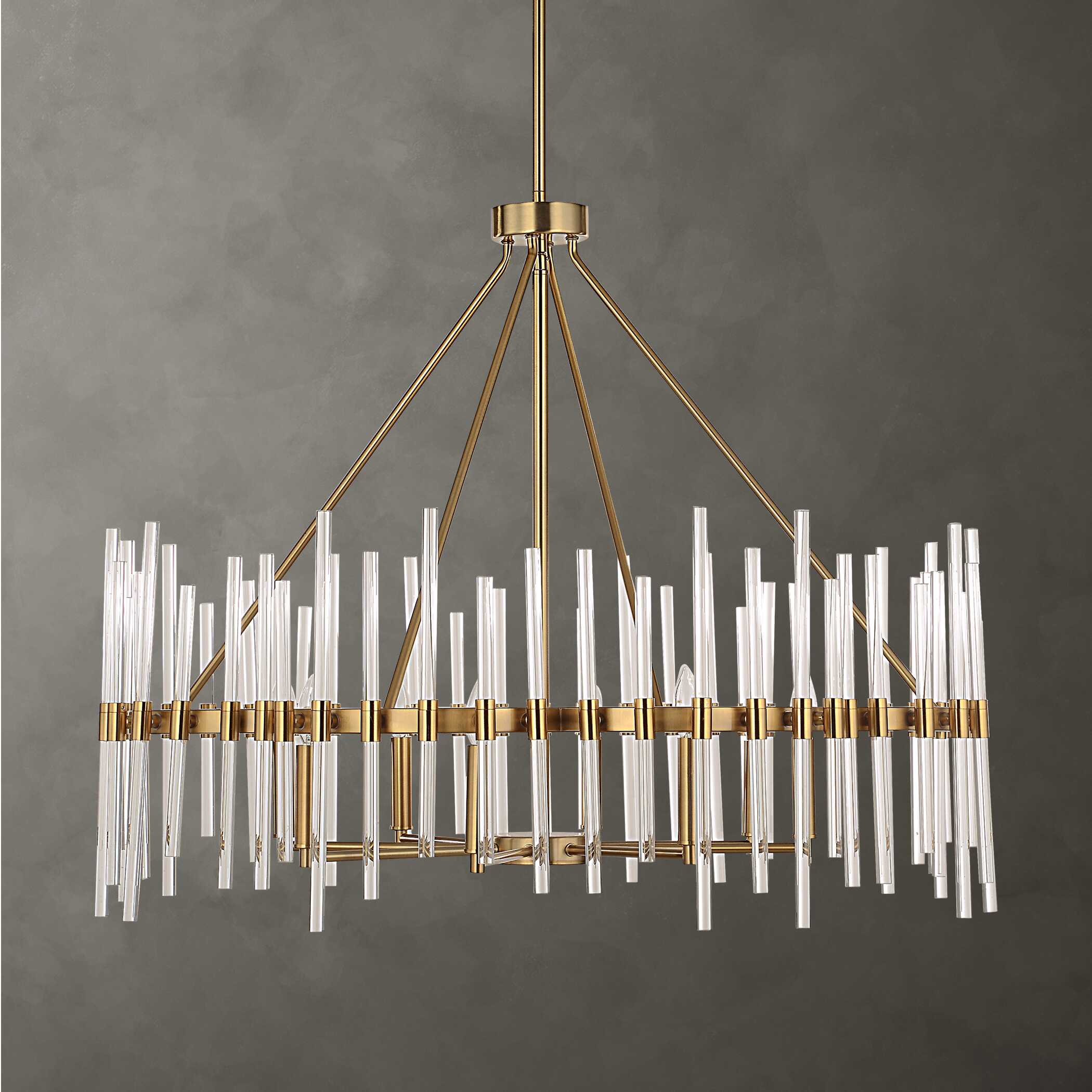 Abbyson Home Crystal Stick 8 Light Brass Chandelier