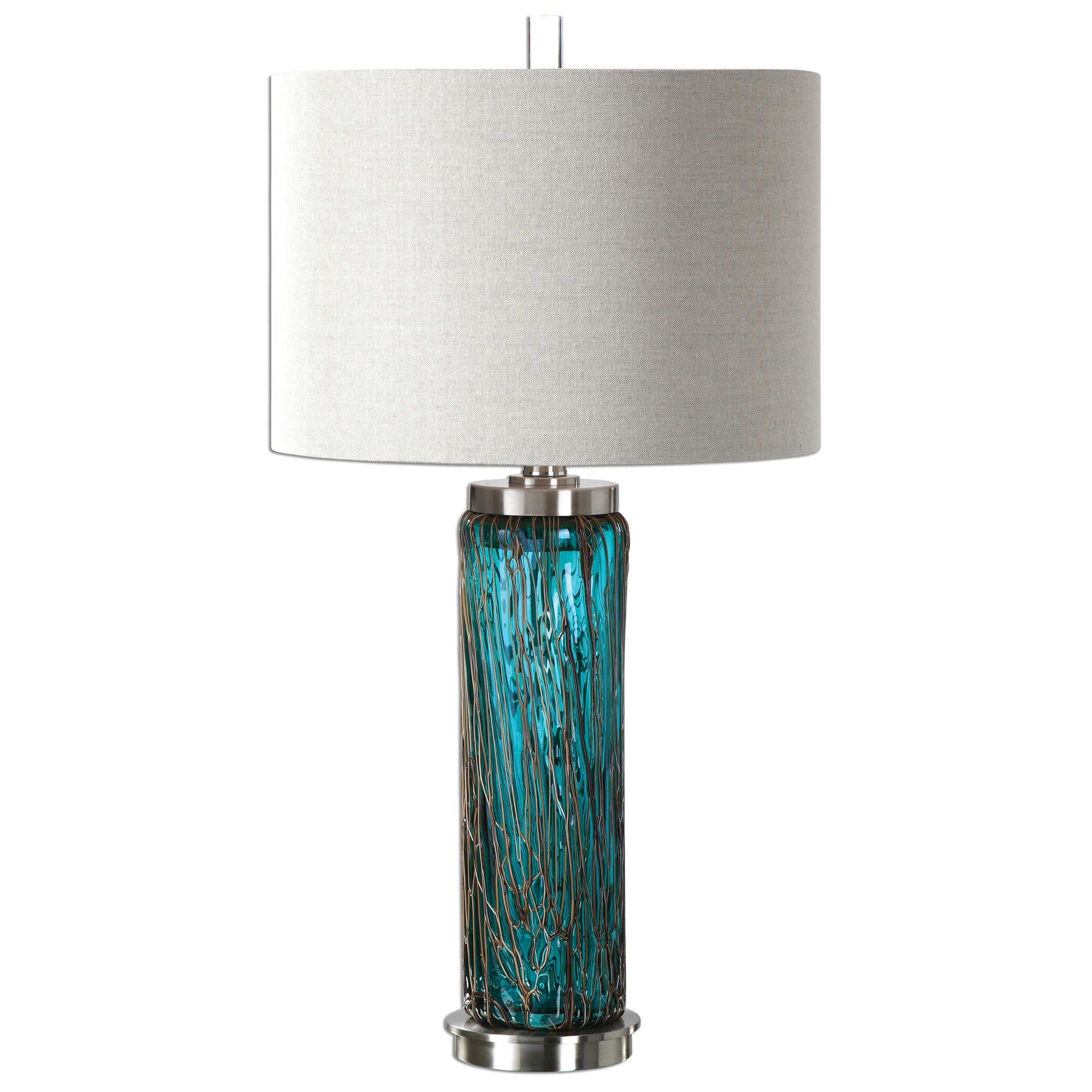Abbyson Home Almanzora Blue Glass Lamp