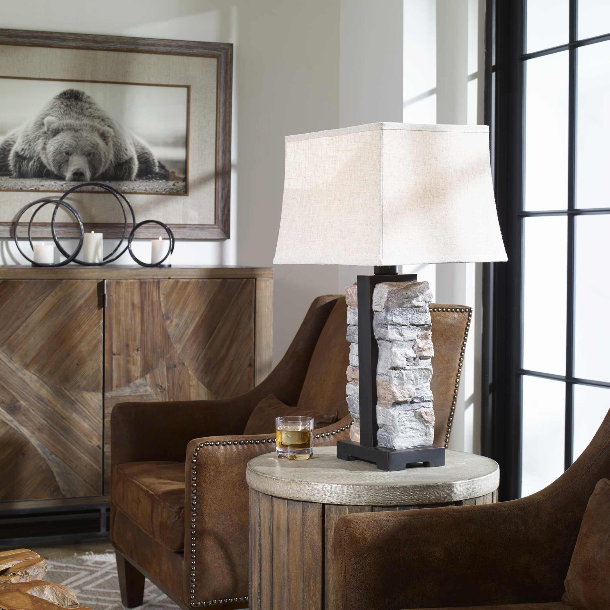 Abbyson Home Kodiak Stacked Stone Lamp