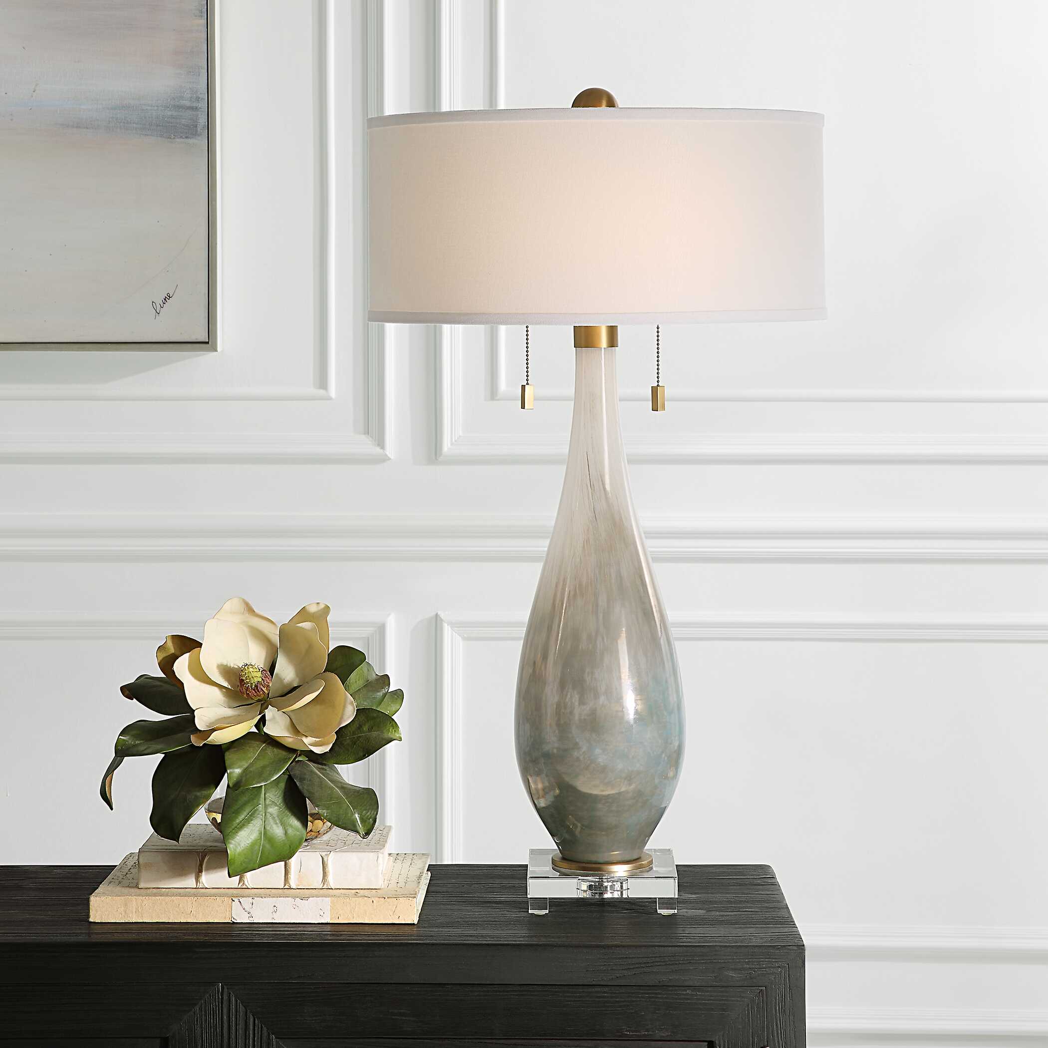 Abbyson Home Cardoni Bronze Glass Table Lamp