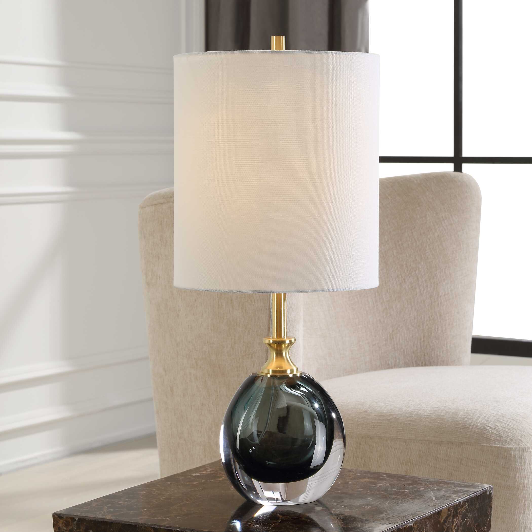 Abbyson Home Enigma Teal Blue Glass Buffet Lamp