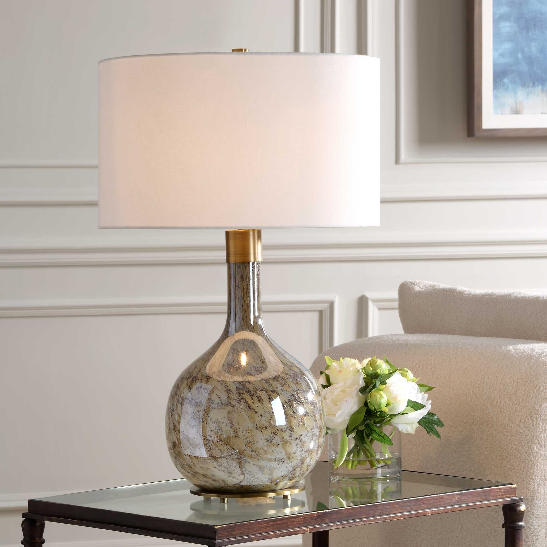 Abbyson Home Rhine Brown Glass Table Lamp
