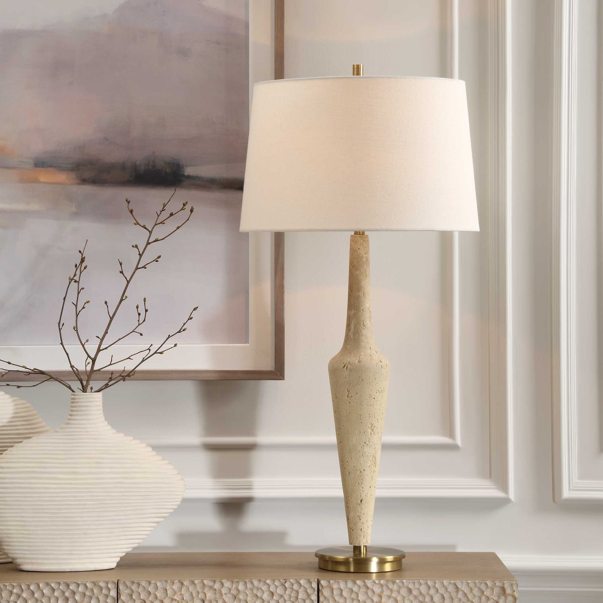 Abbyson Home Juliet Travertine Table Lamp