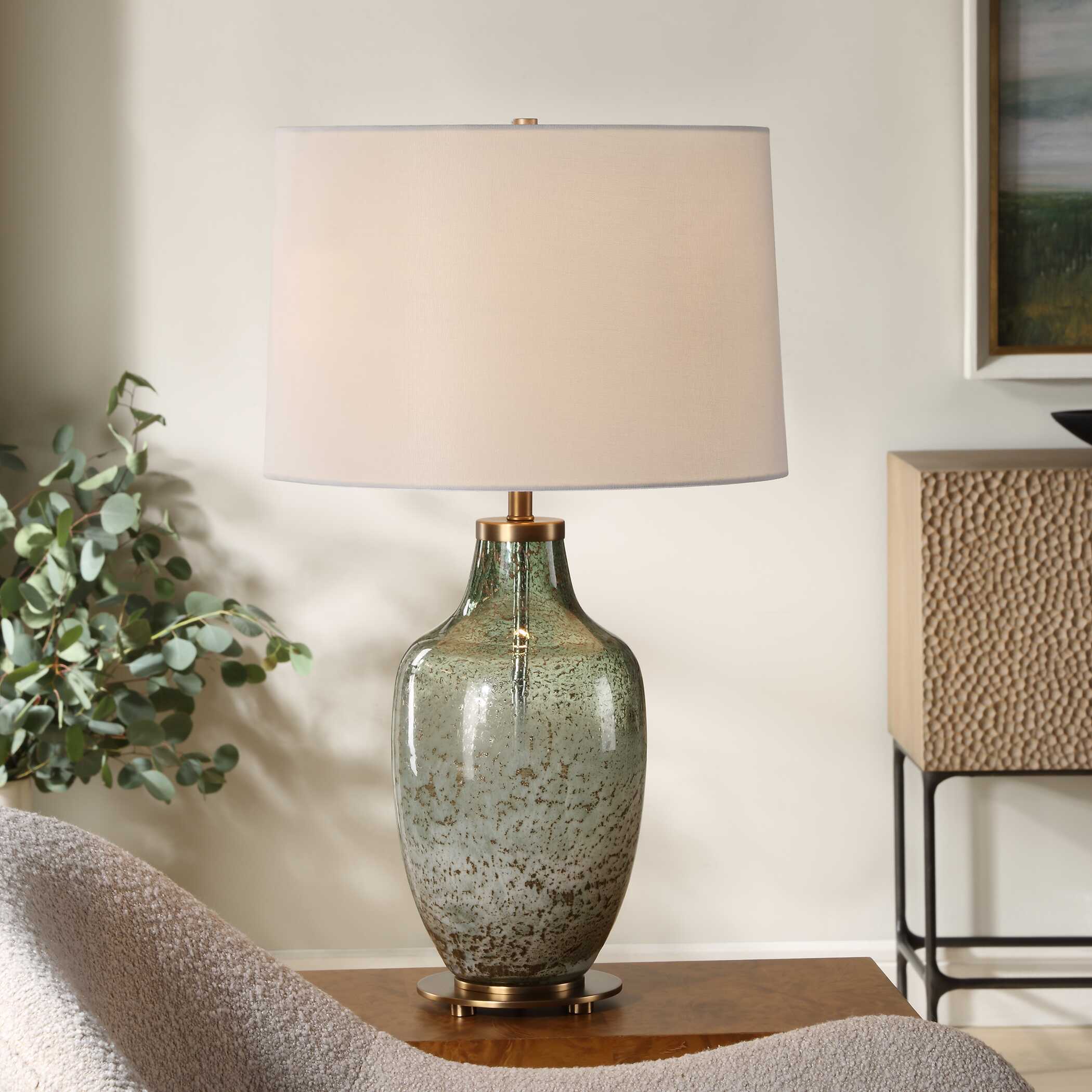 Abbyson Home Chianti Olive Glass Table Lamp