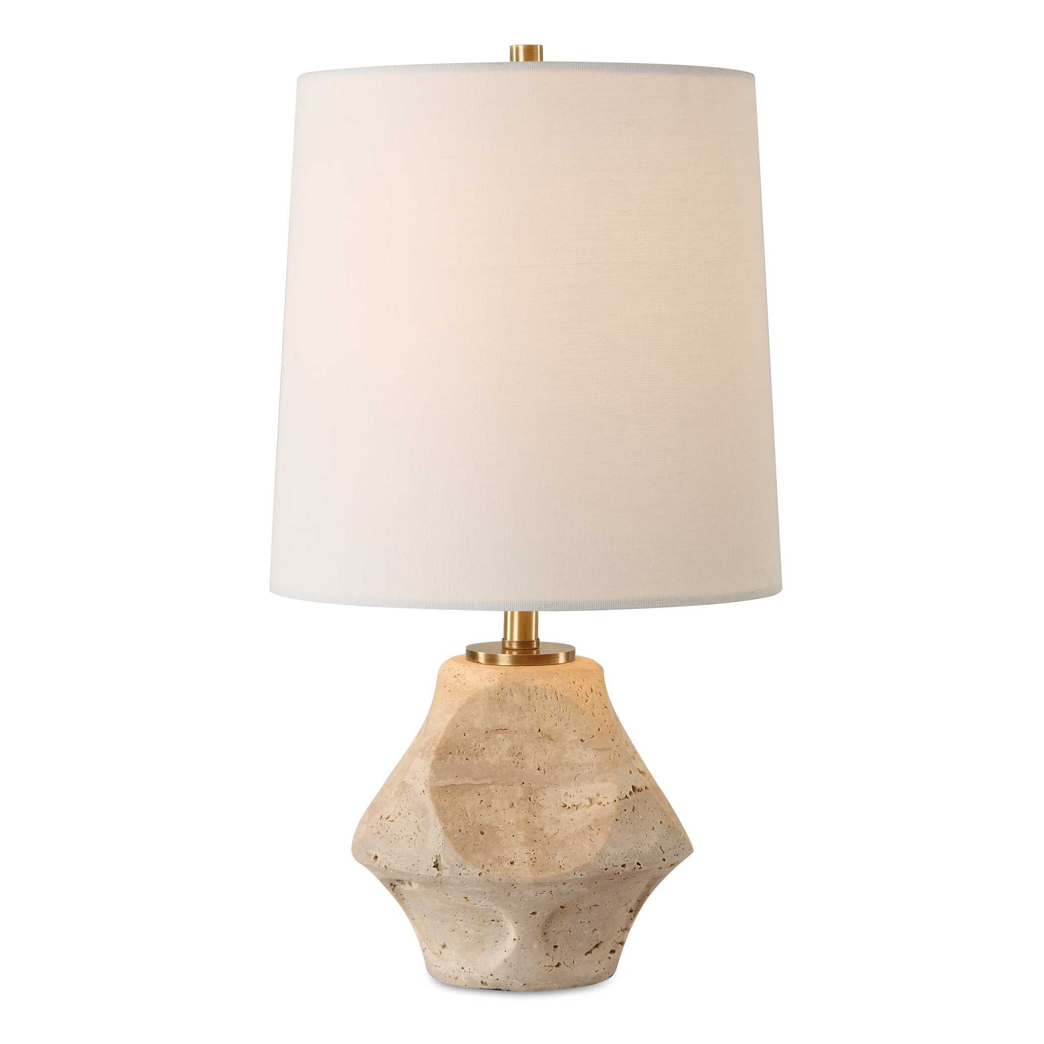 Abbyson Home Indent Travertine Accent Lamp