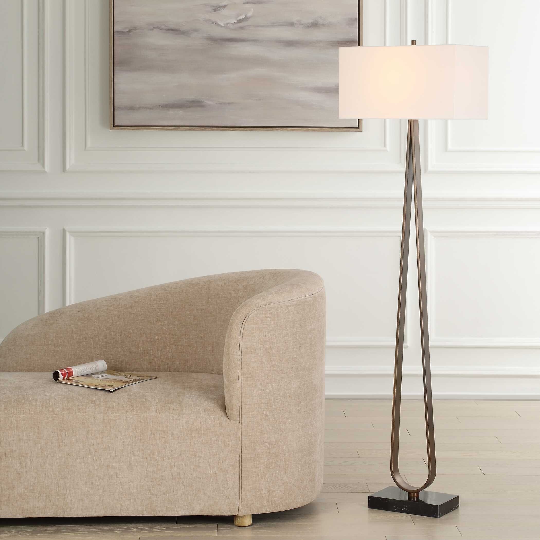 Abbyson Home Galloway Minimalist Bronze Floor Lamp