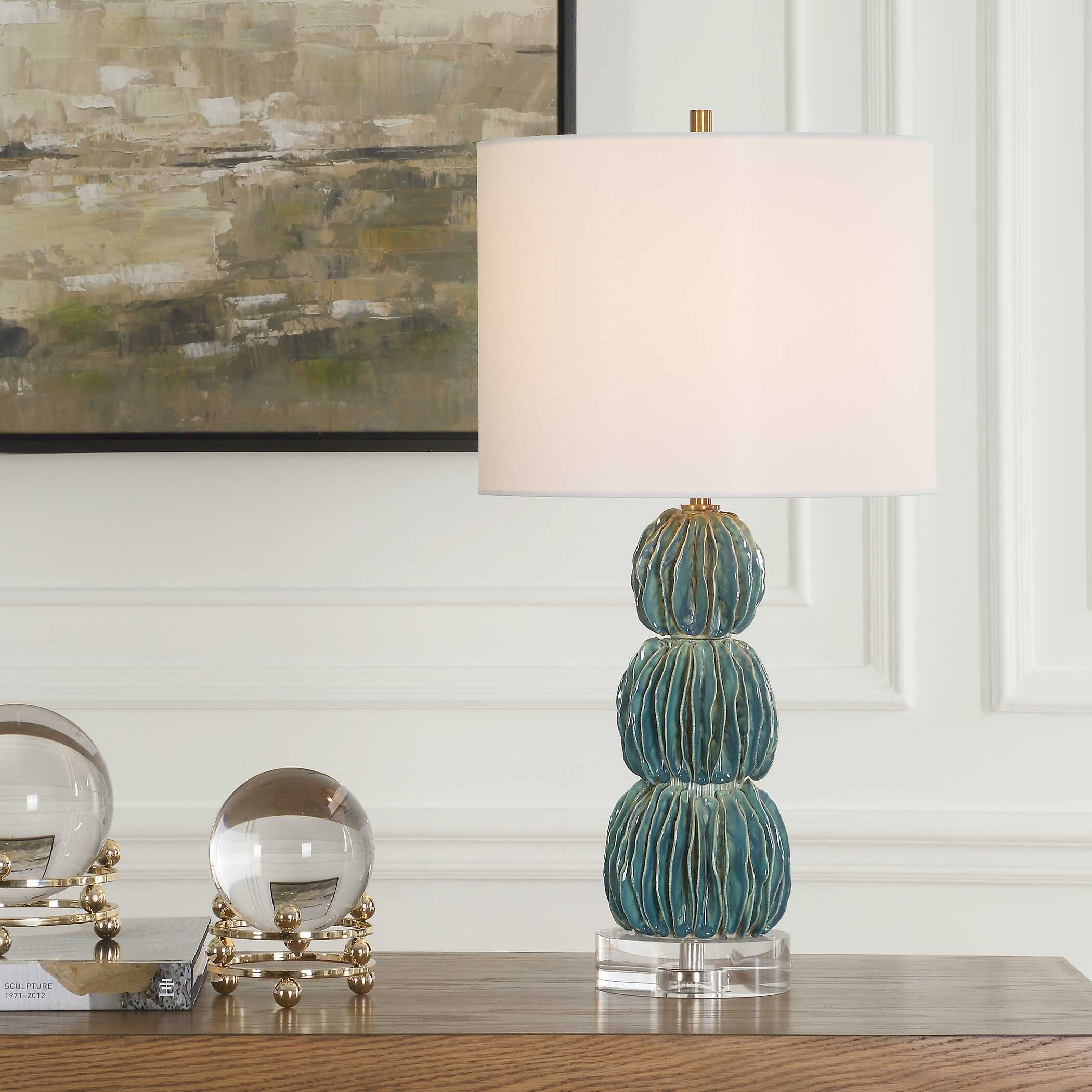 Abbyson Home Bonaire Teal Blue Table Lamp