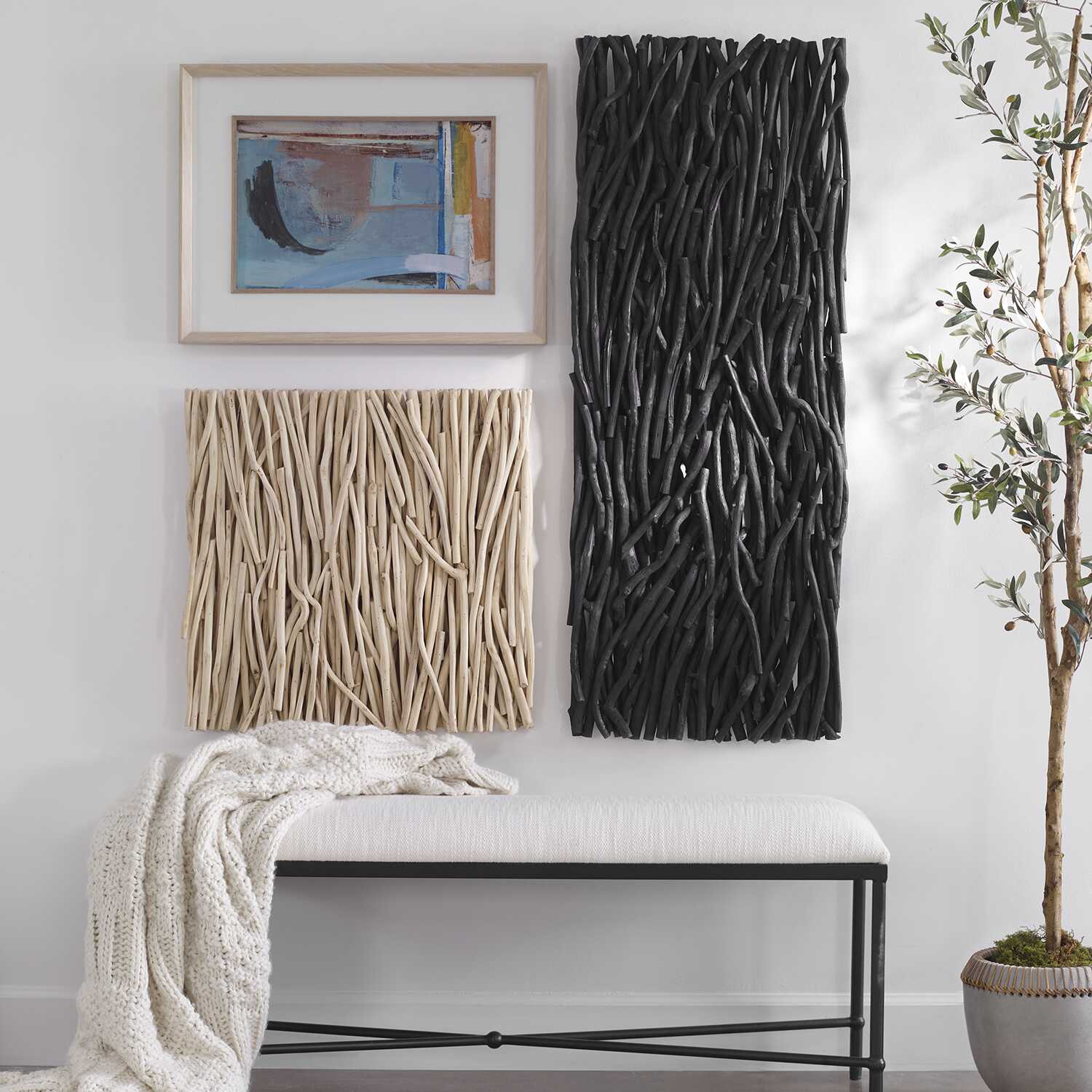 Abbyson Home Gathered Teak Square Bleached Wood Wall Decor