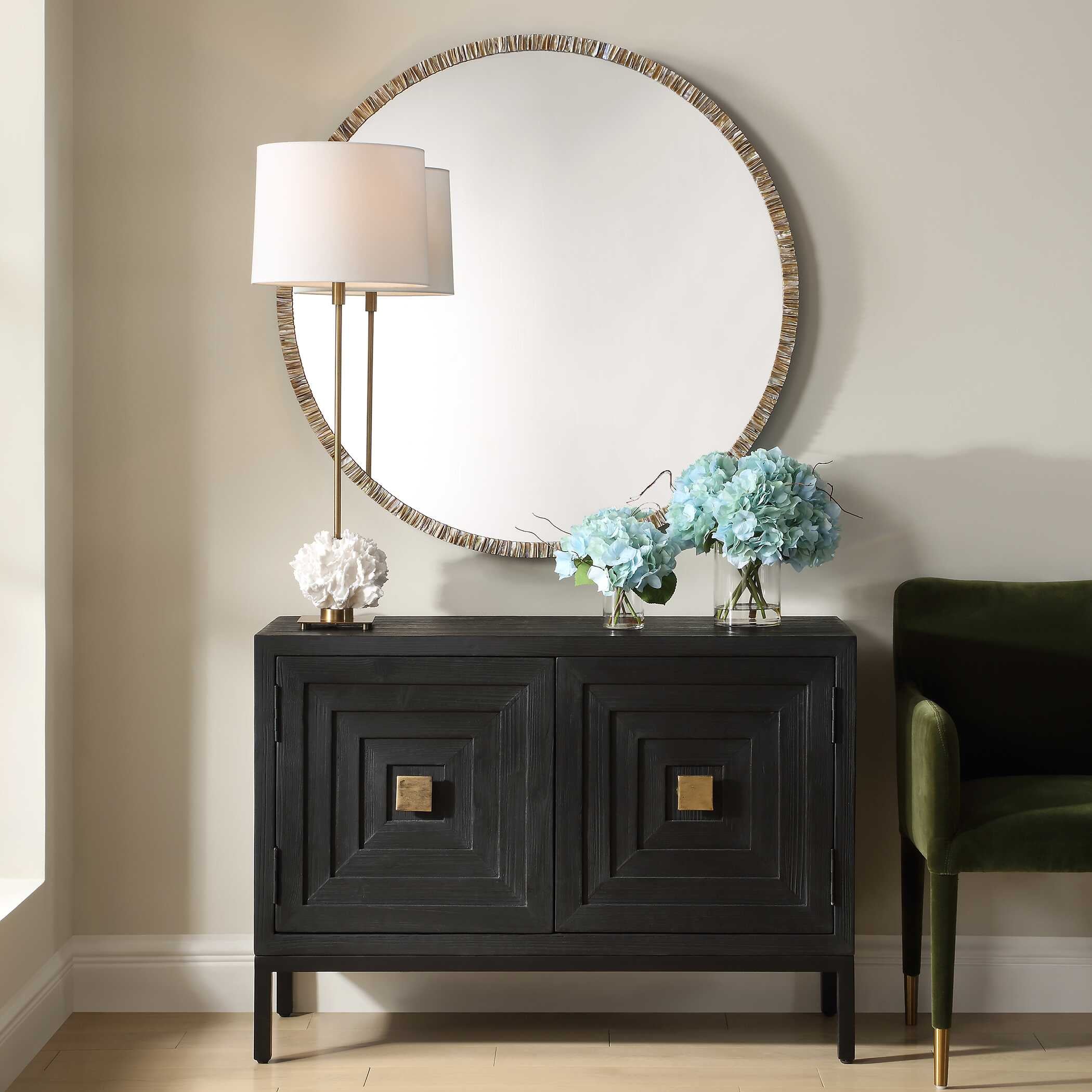 Abbyson Home Odeon Shell Inlay Round Mirror