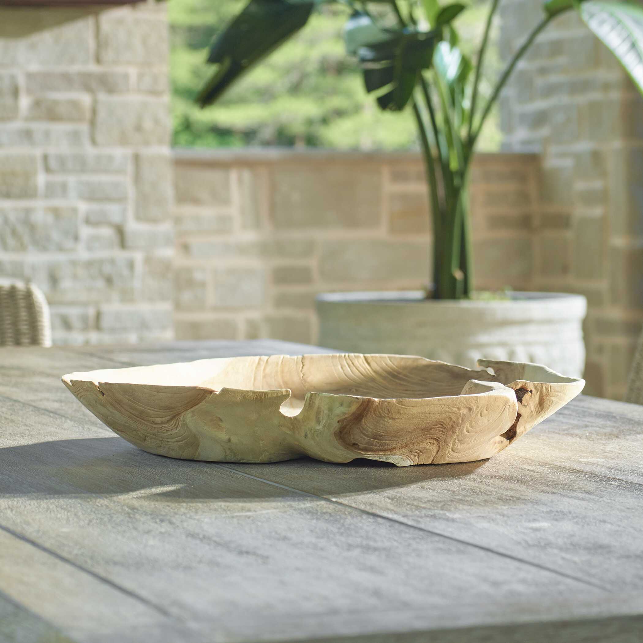 Abbyson Home Organic Embrace Outdoor Teak Bowl