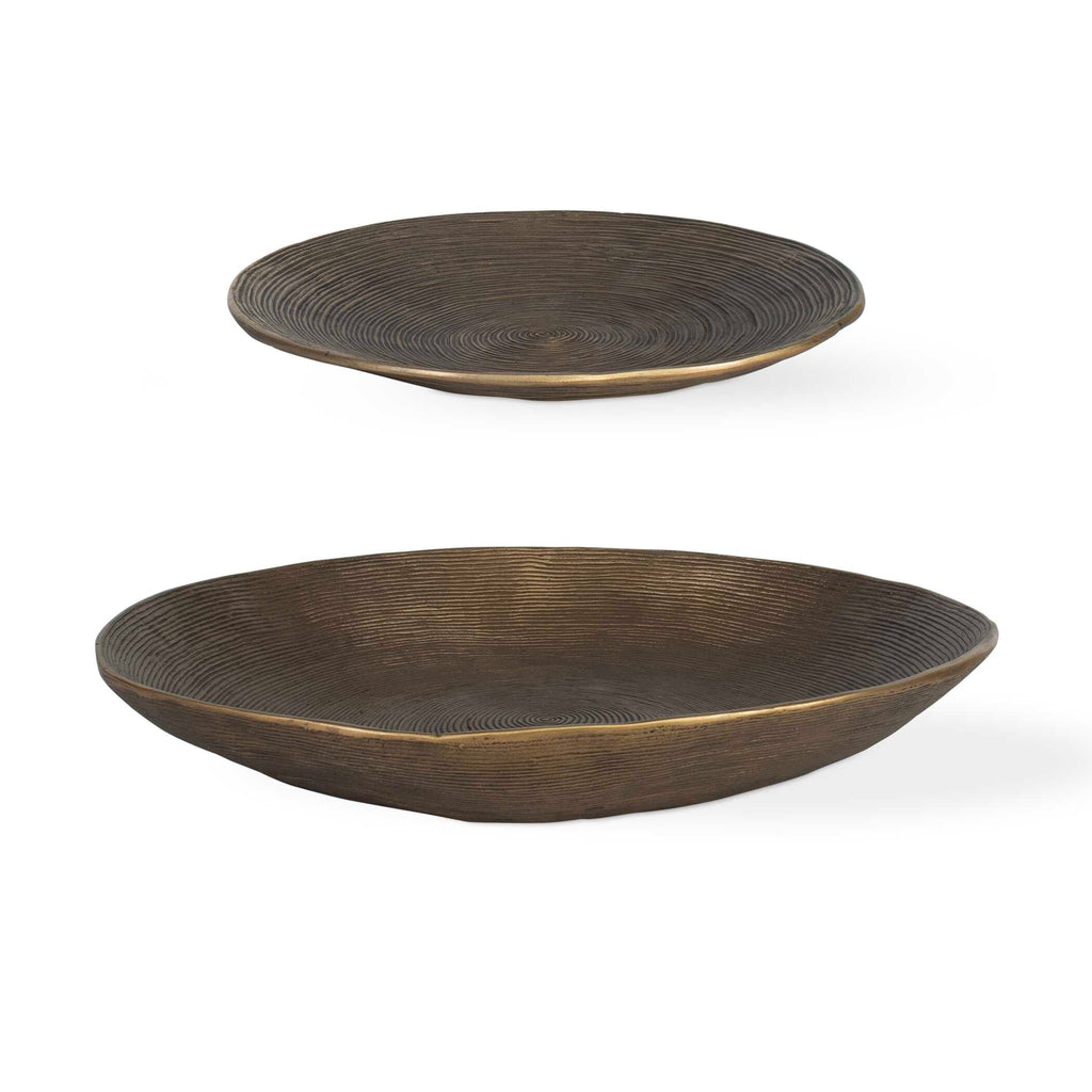 Abbyson Home Stratum Round Brass Bowls Set/2