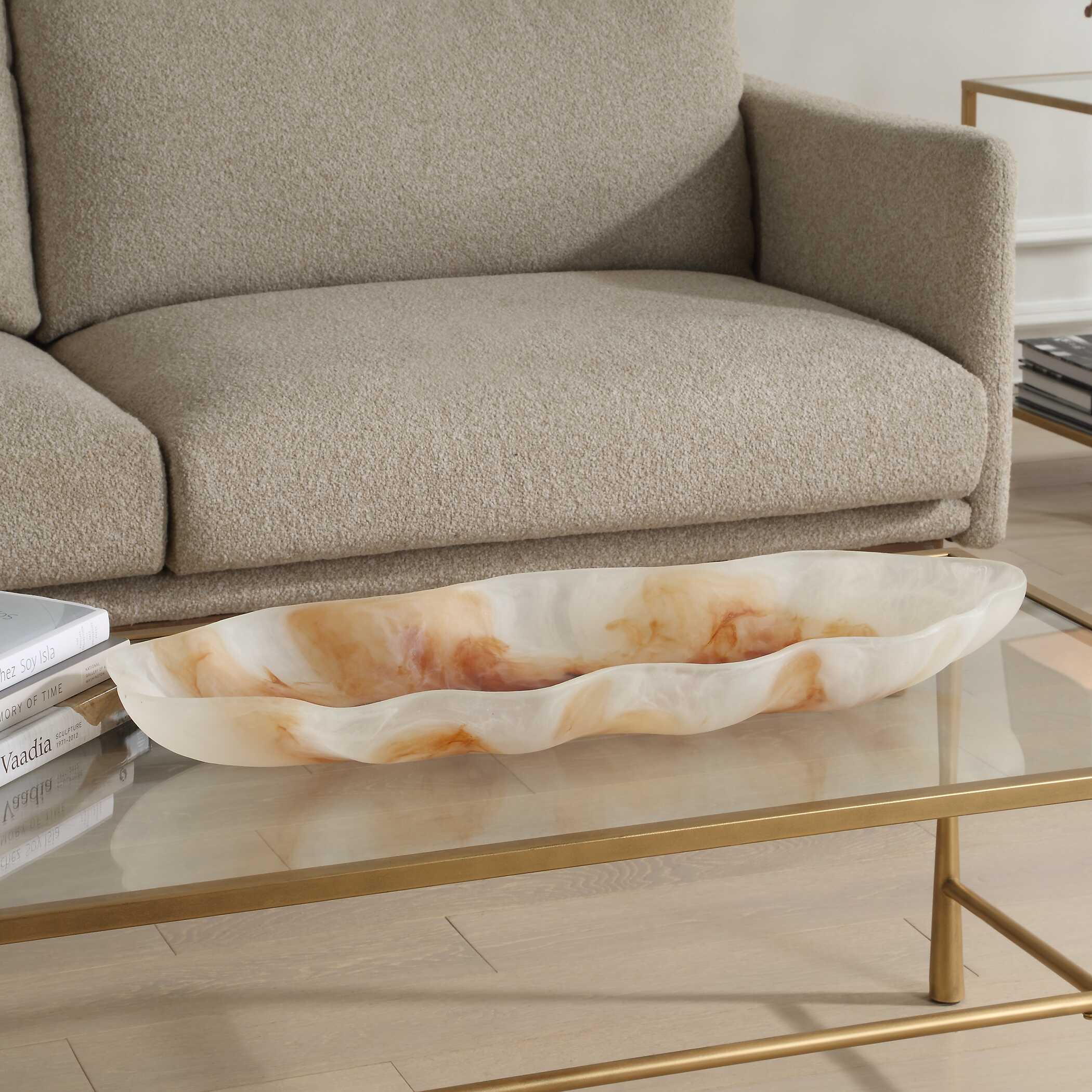 Abbyson Home Organic Elegance Wavy Oval Bowl