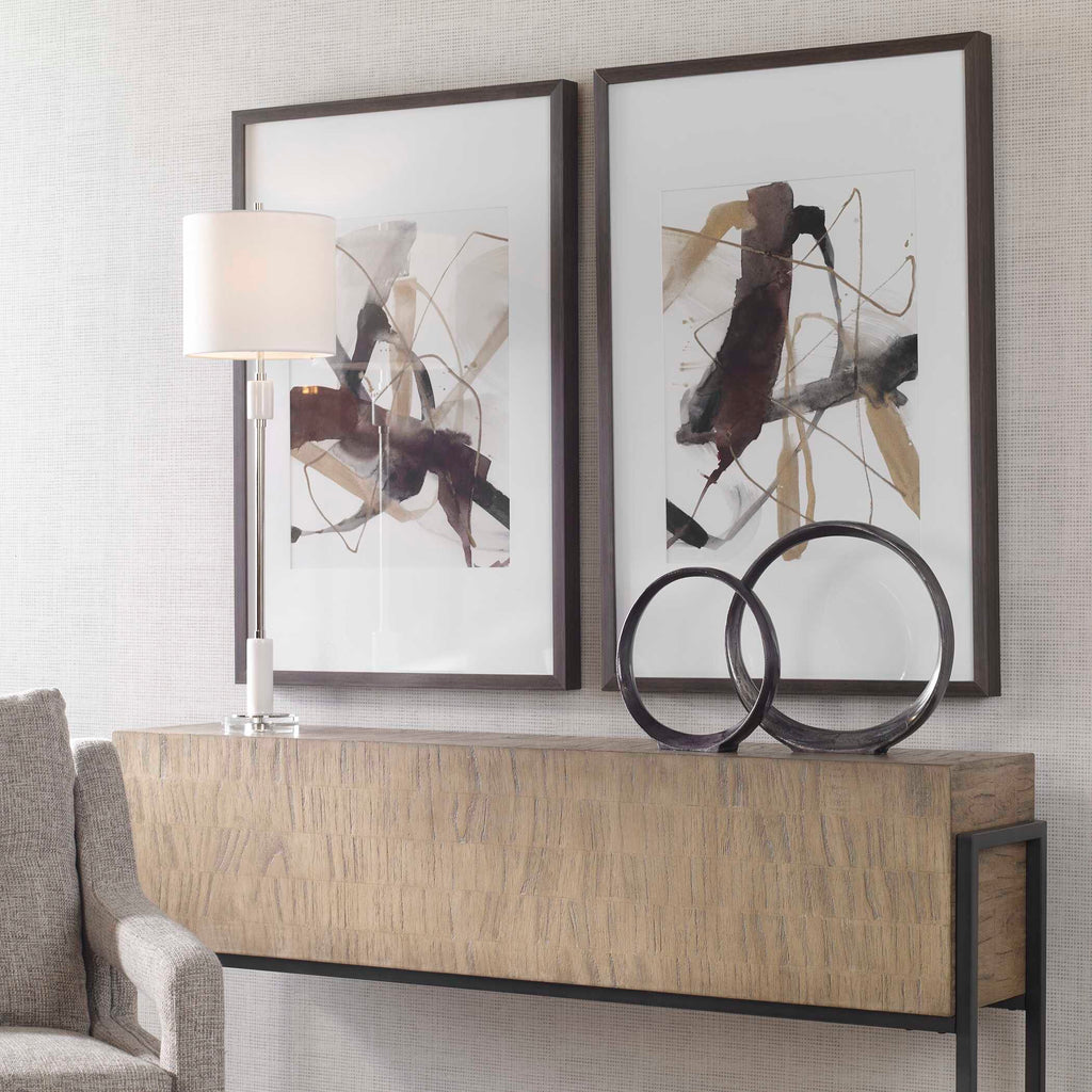 Abbyson Home Burgundy Interjection Abstract Prints Set/2