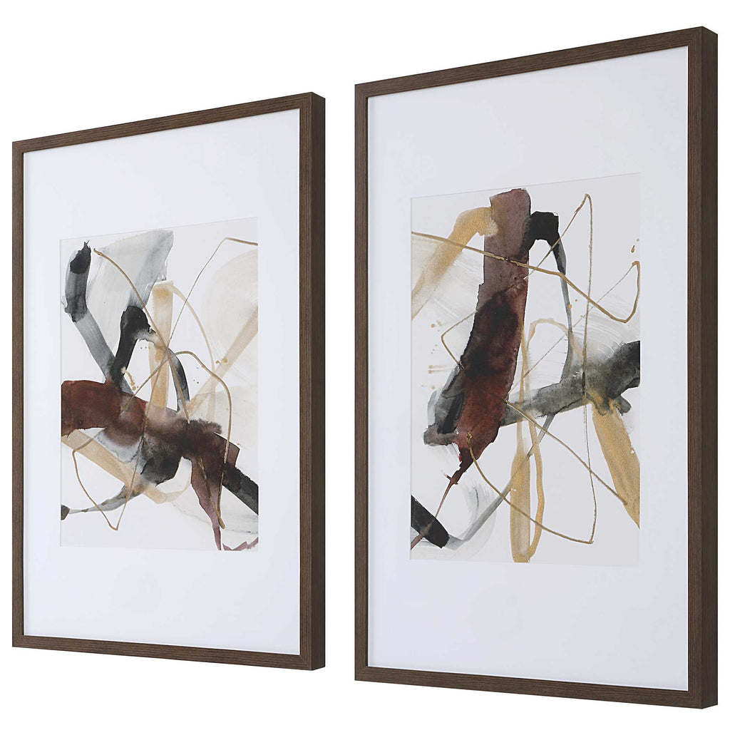 Abbyson Home Burgundy Interjection Abstract Prints Set/2