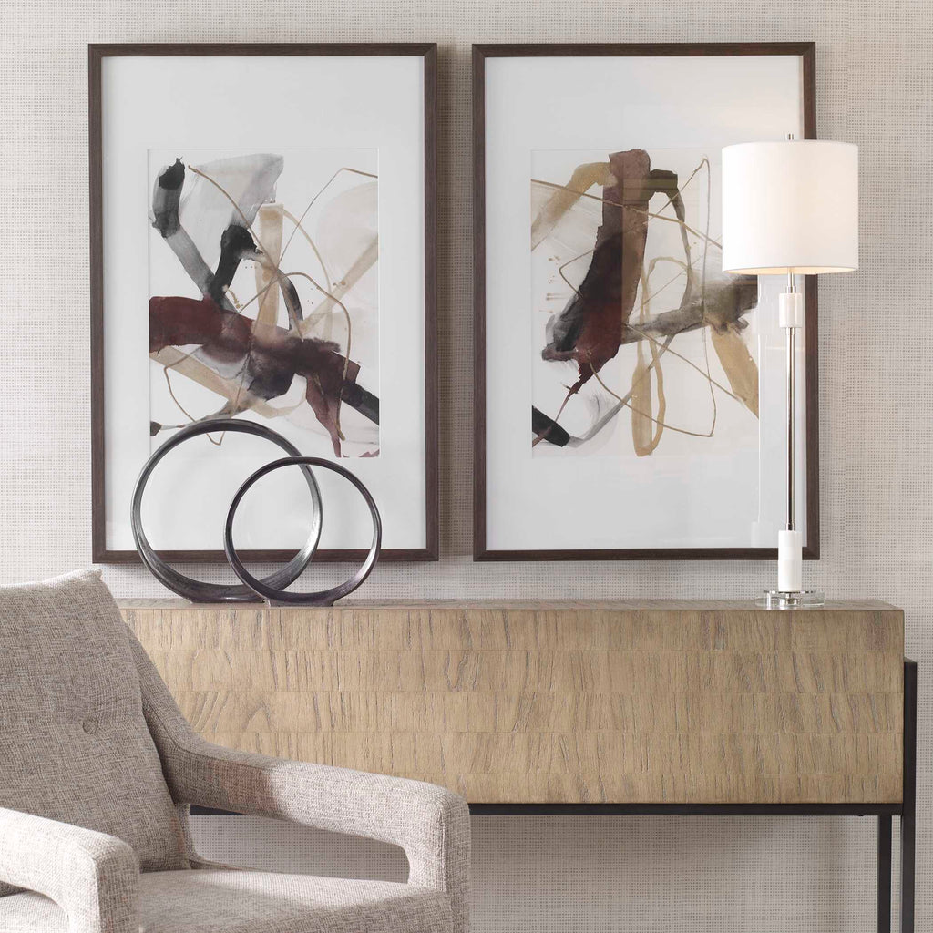 Abbyson Home Burgundy Interjection Abstract Prints Set/2